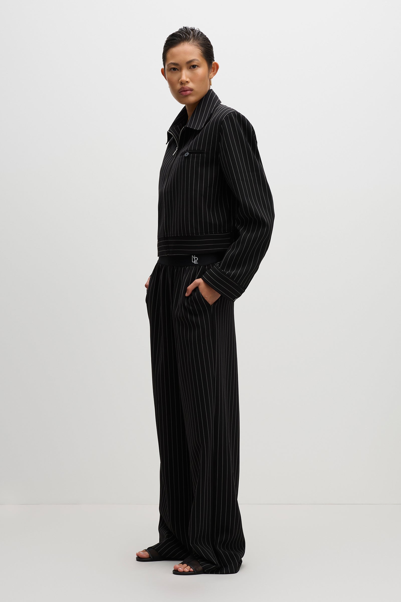 Maeve Pinstripe Bomber Black Pinstripe 