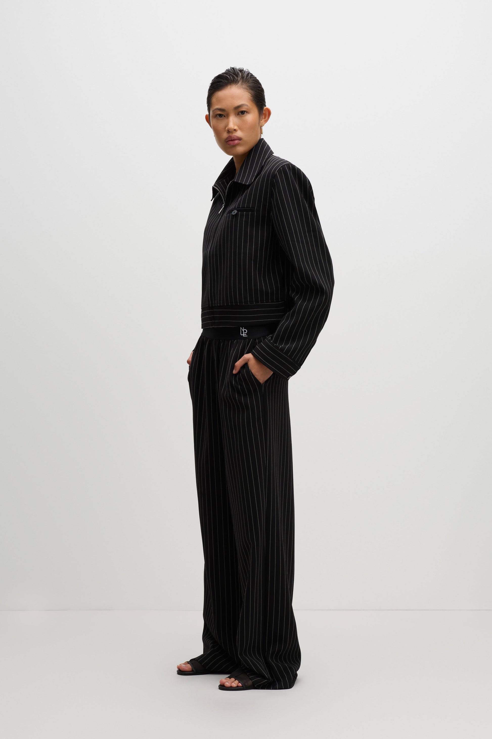 Maeve Pinstripe Bomber Black Pinstripe 