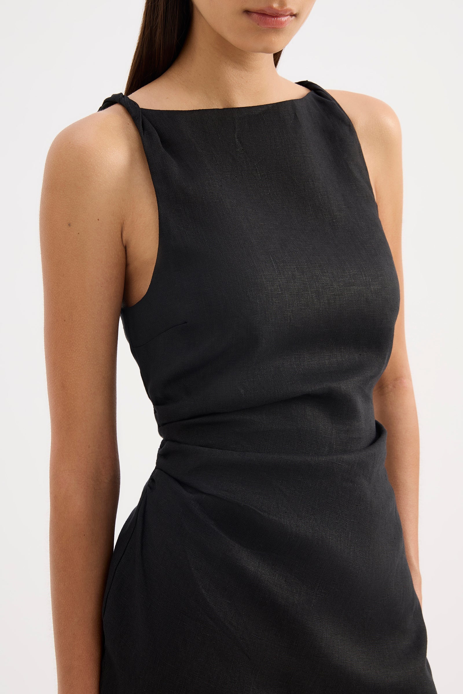 Lotta Linen Mini Dress Black 