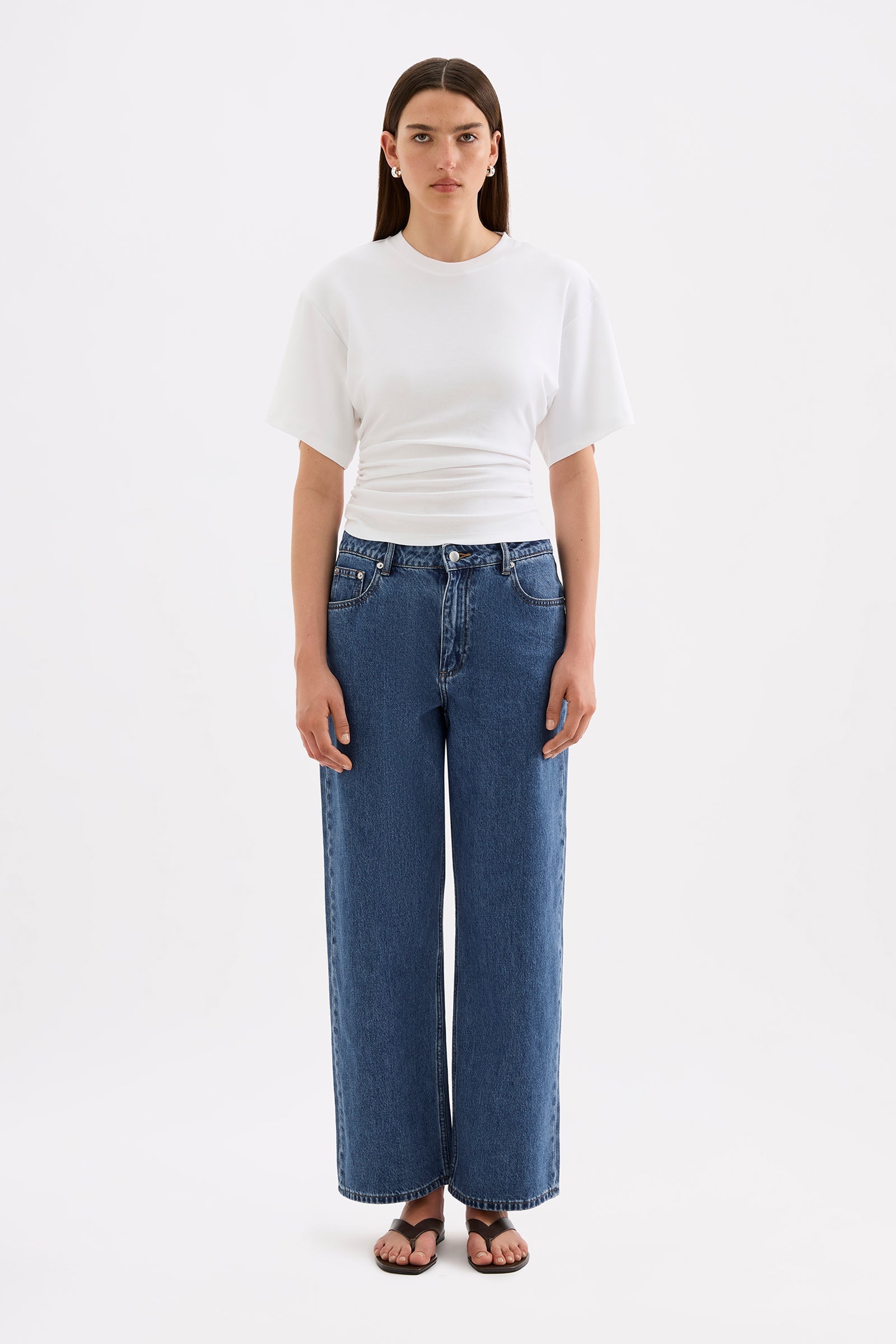 Morgan Ruched Tee White 