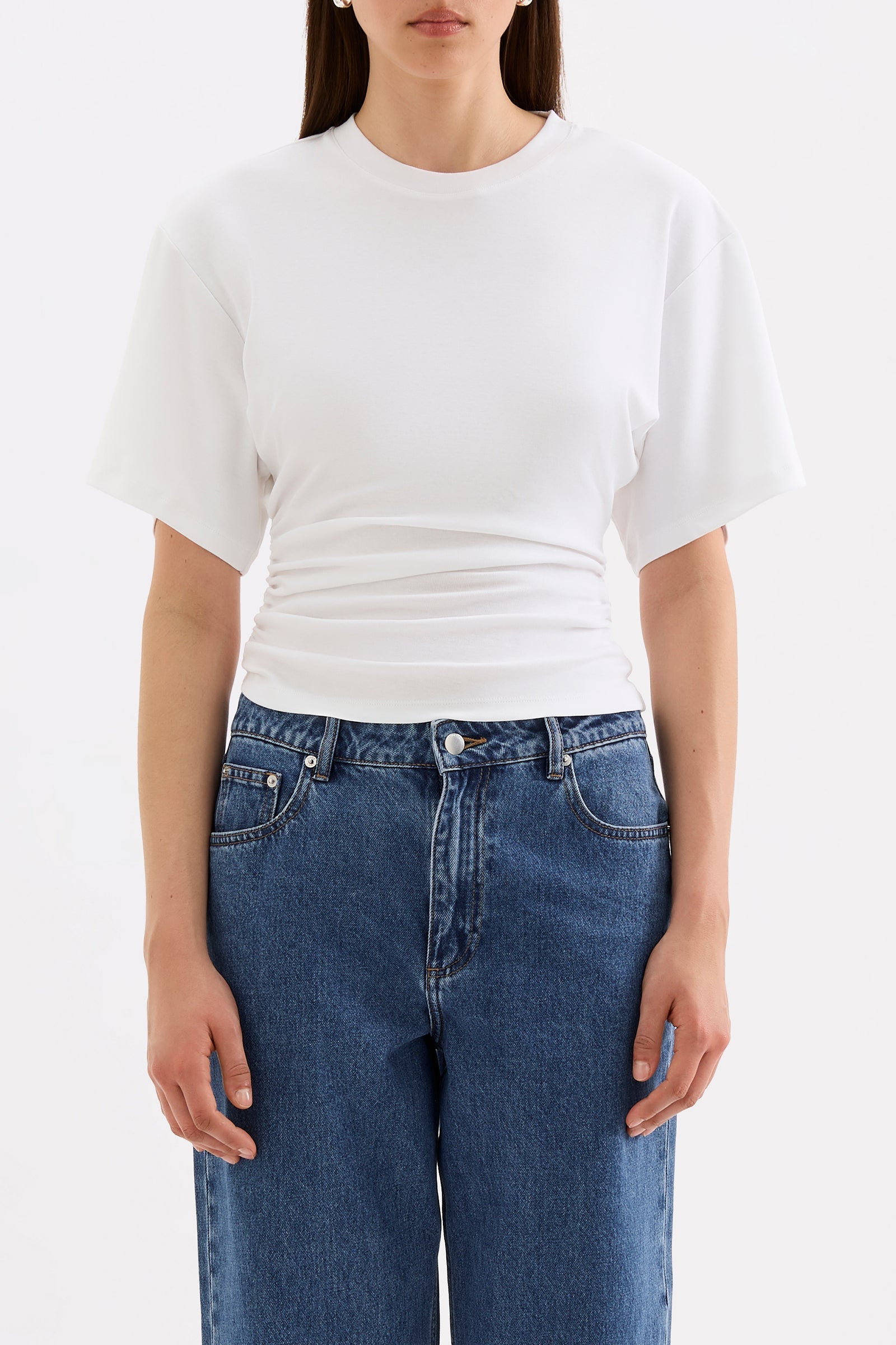 Morgan Ruched Tee White 