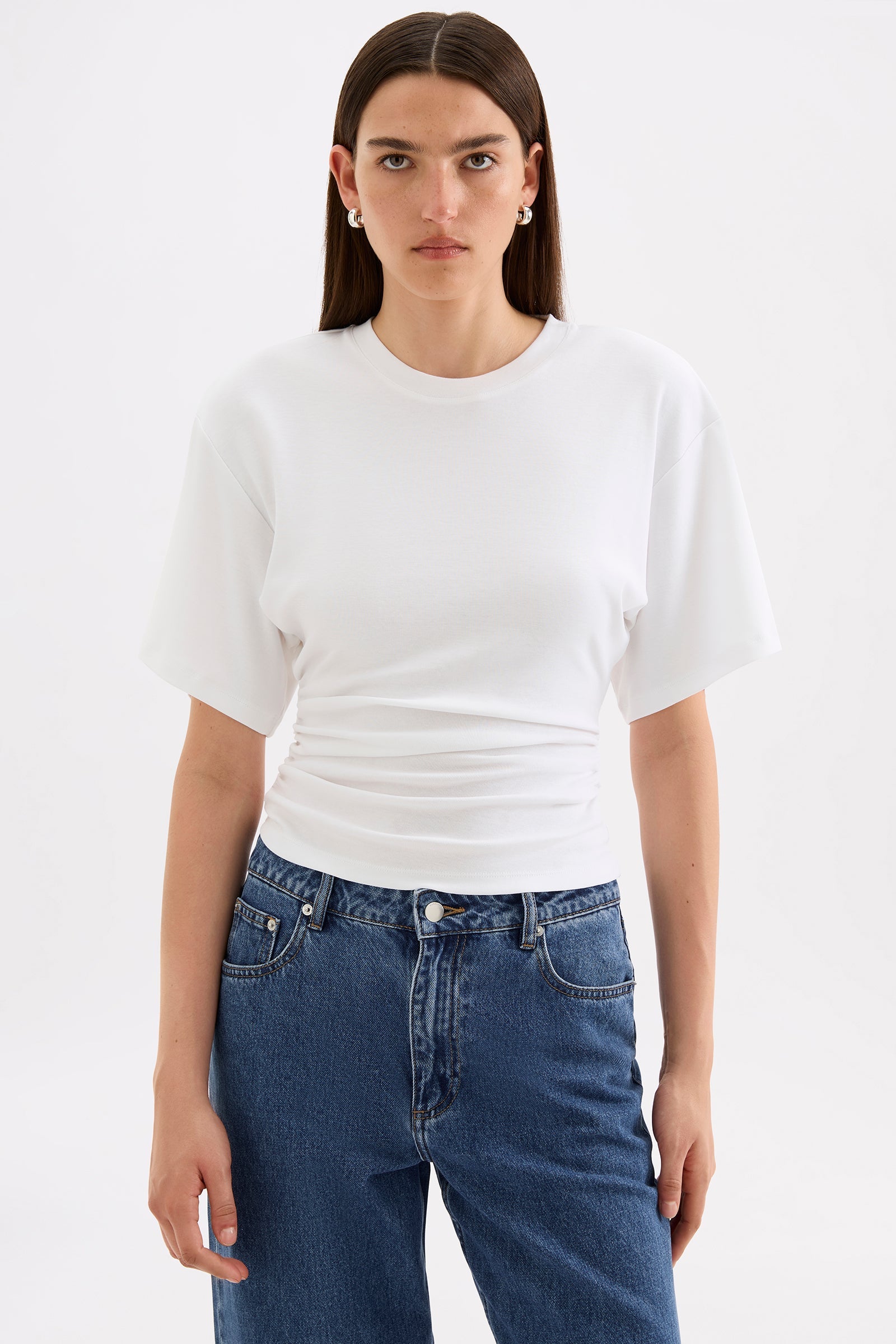 Morgan Ruched Tee White 