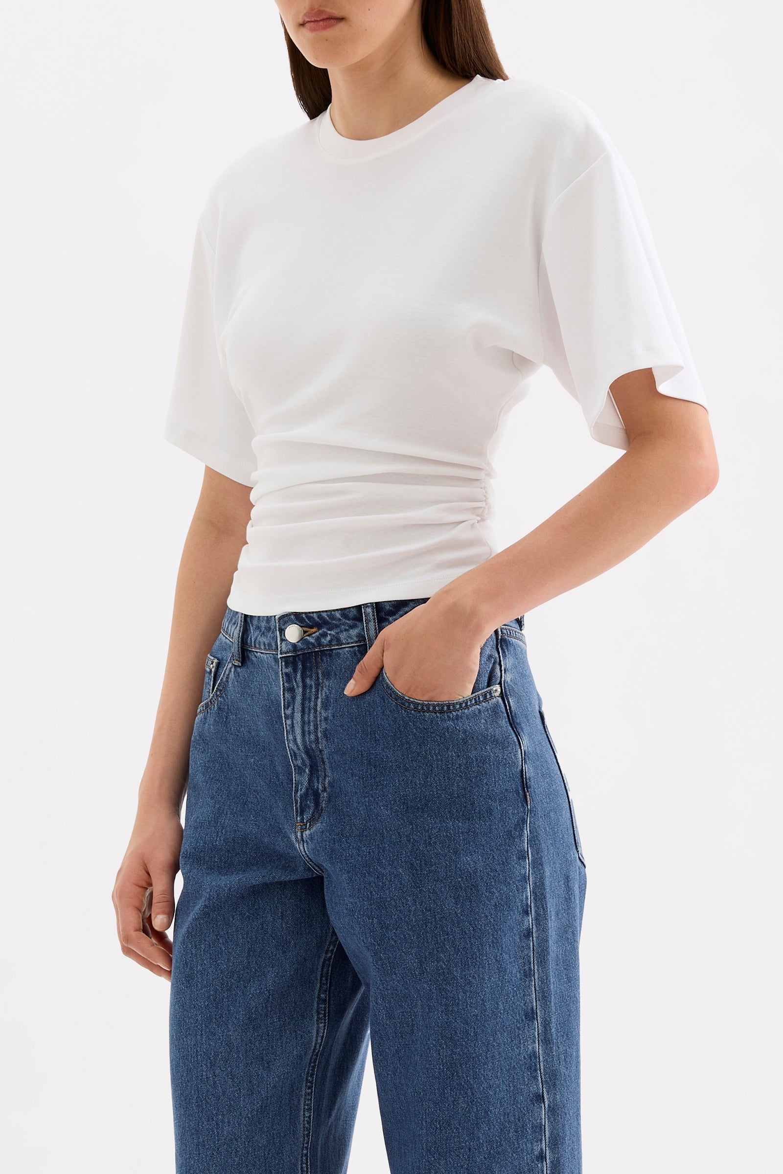 Morgan Ruched Tee White 