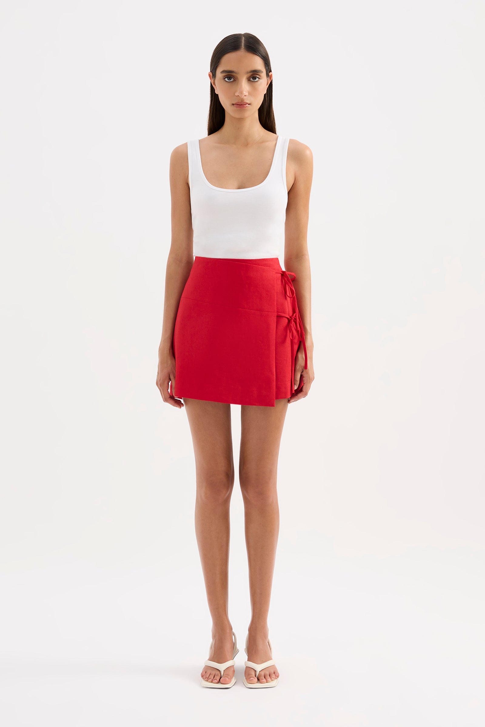 Lotta Linen Mini Skirt Vermillion 
