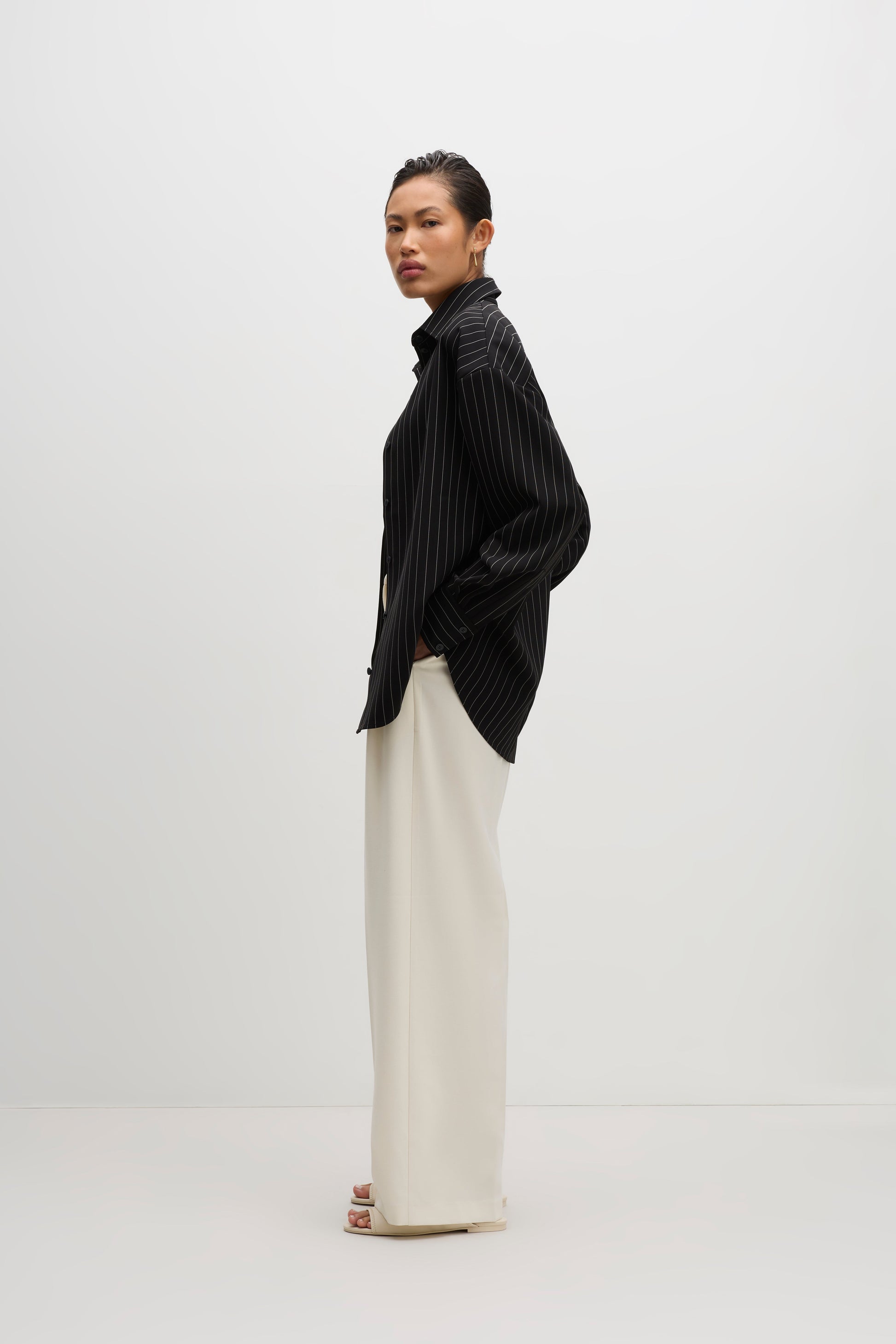 Maeve Pinstripe Shirt Black Pinstripe 