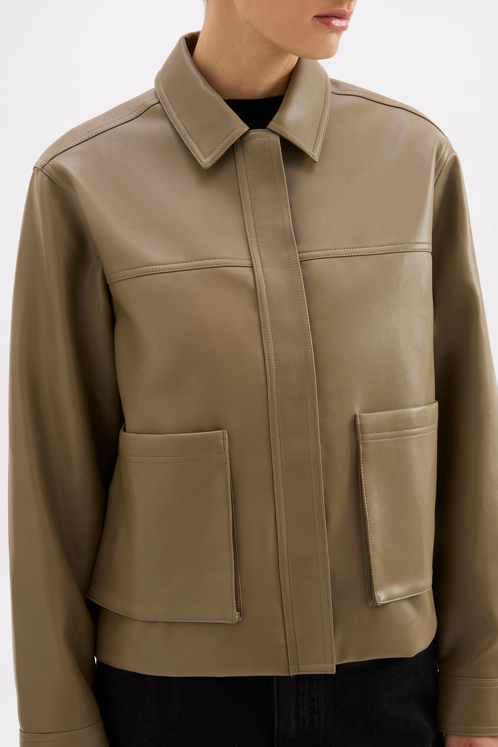 Maude Vegan Leather Jacket Grove 
