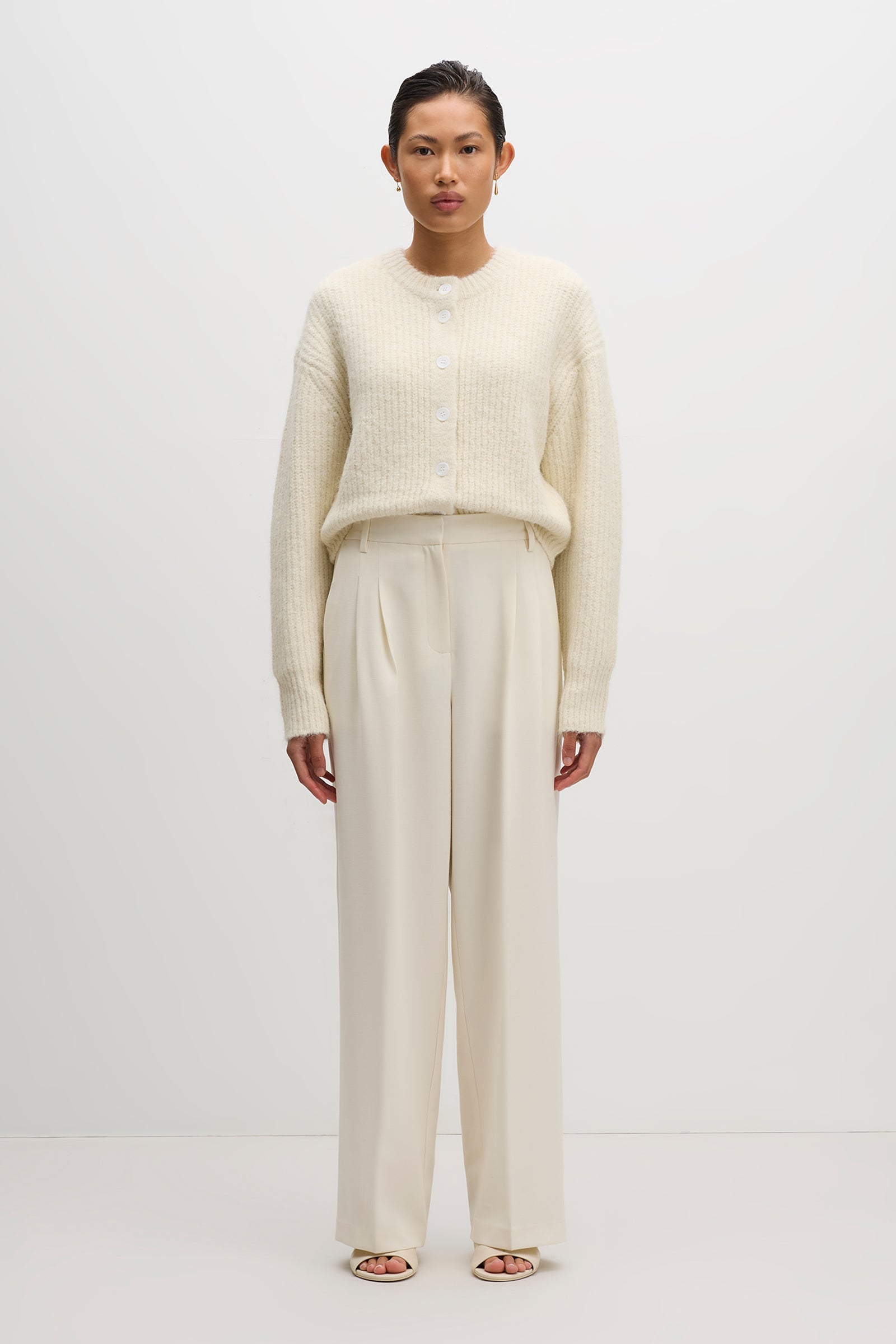 Nixon Cropped Cardigan Ivory 
