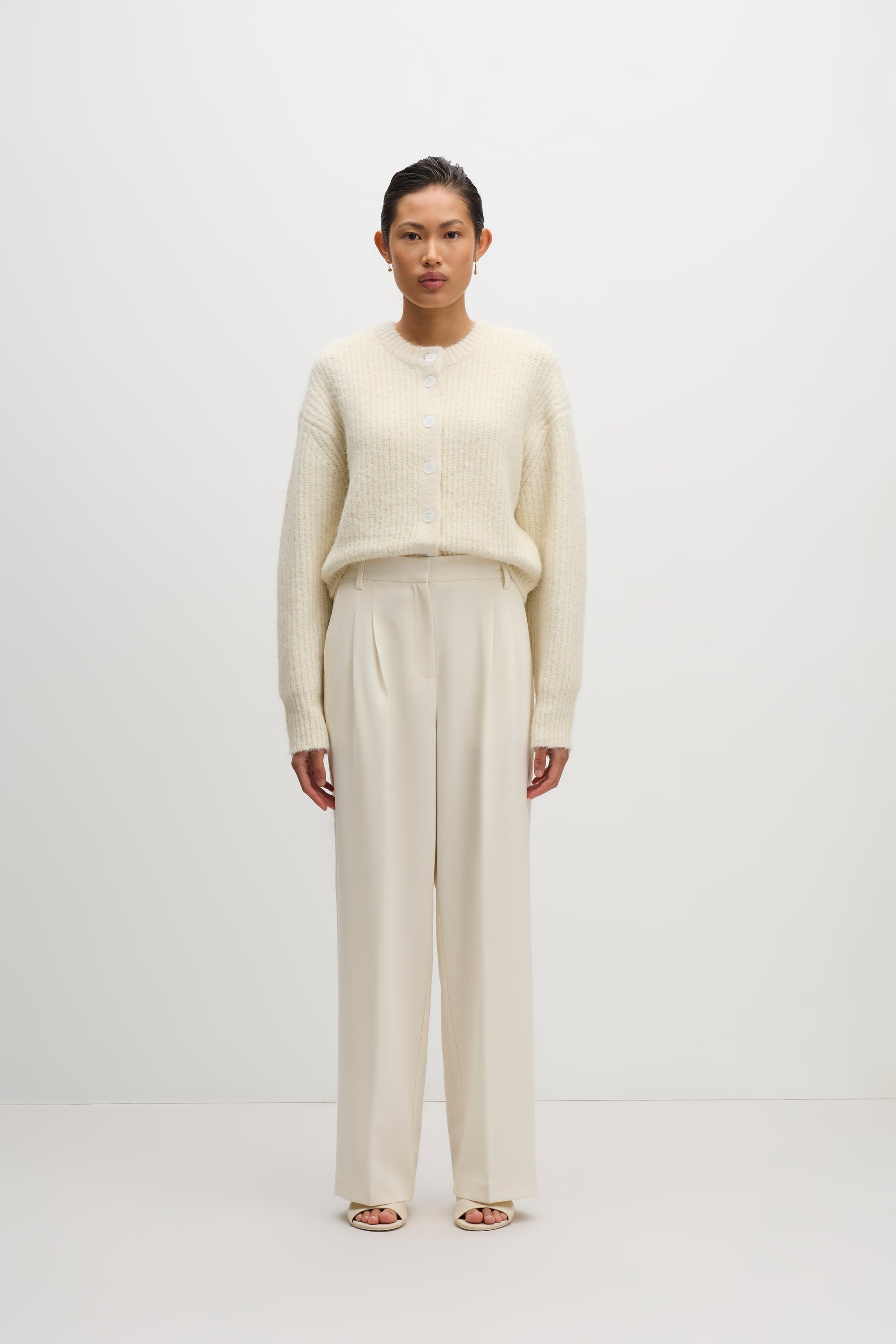 Nixon Cropped Cardigan Ivory 