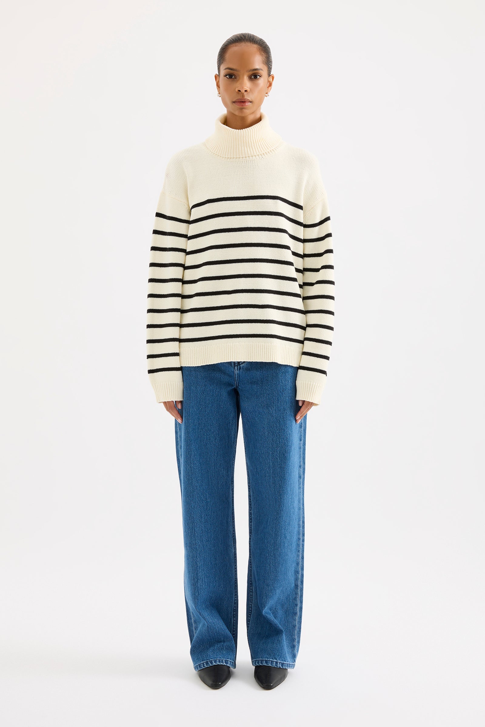Perri Turtleneck Knit Black Stripe 