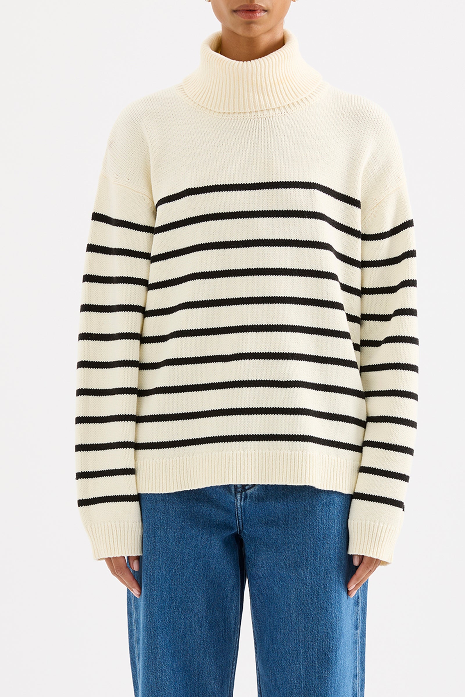 Perri Turtleneck Knit Black Stripe 