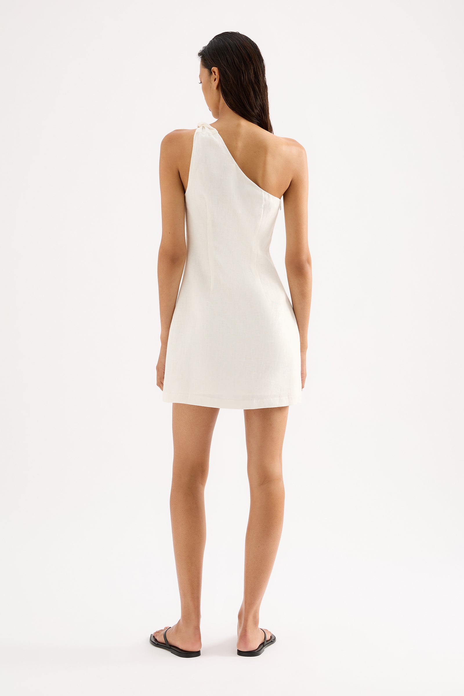 Avery Linen Mini Dress White 