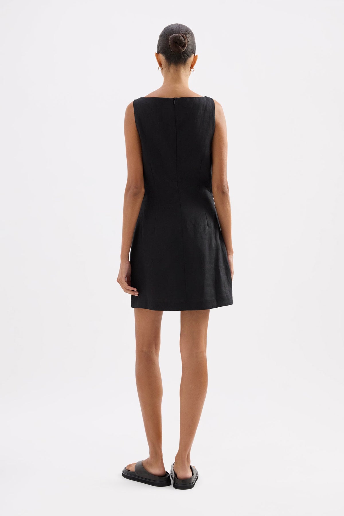 Eleri Linen Mini Dress Black 