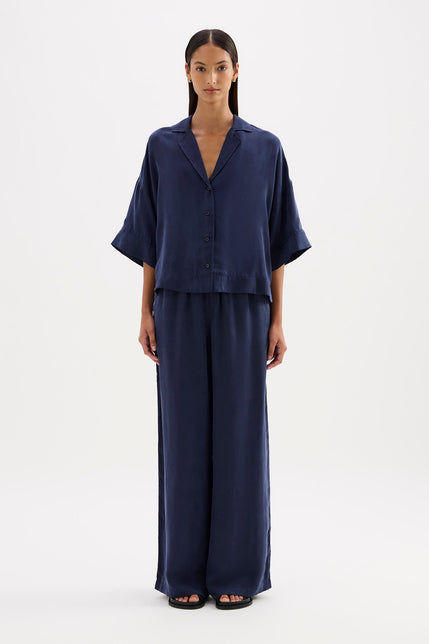 Rika Ss Cupro Shirt Midnight 