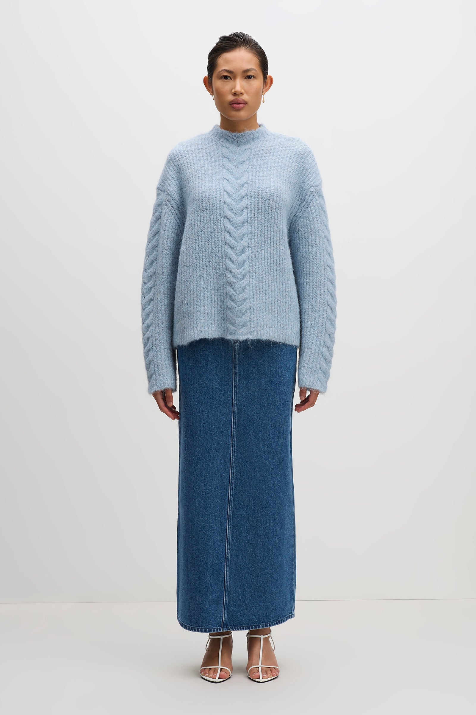 Paige Cable Knit Sky 