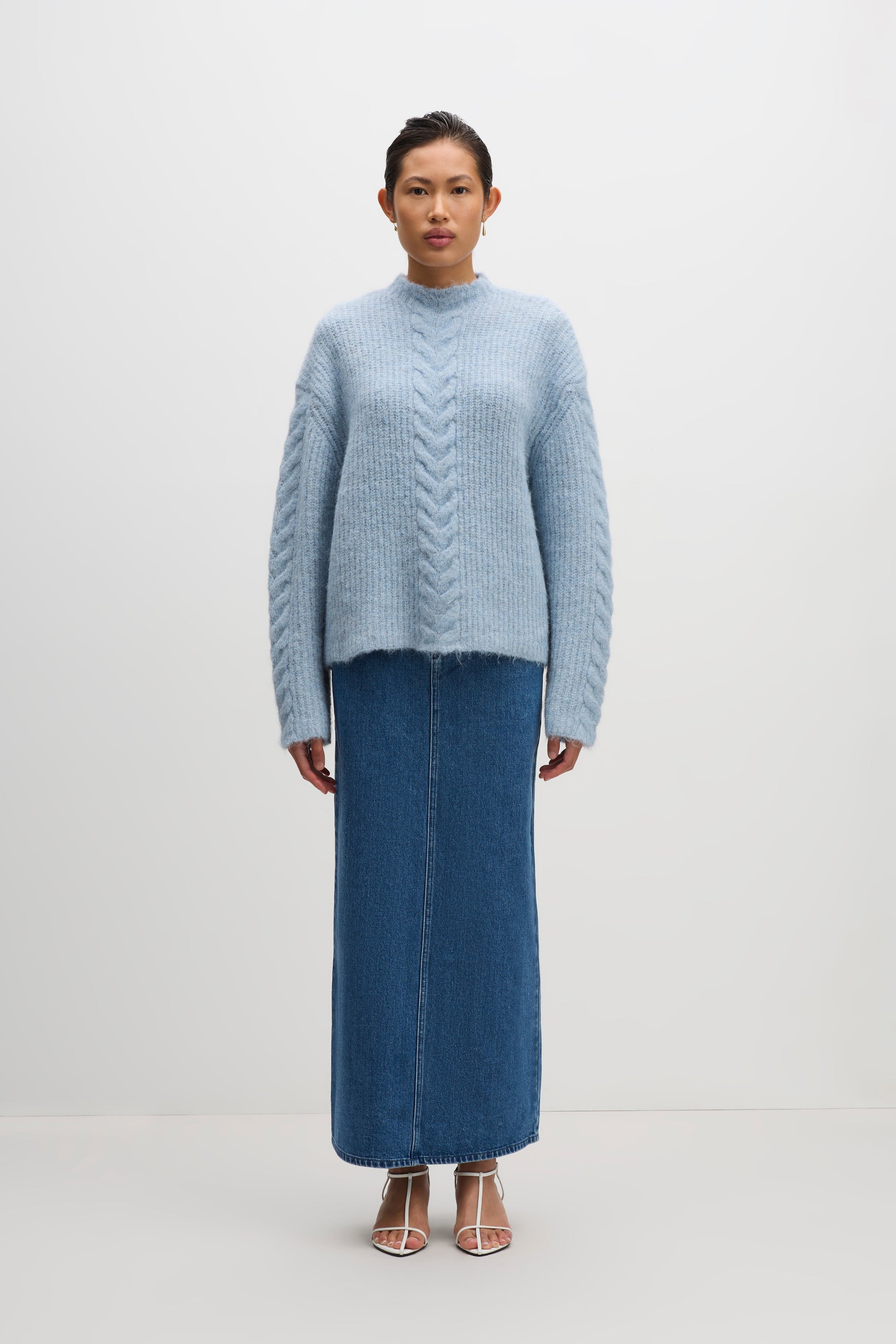 Paige Cable Knit Sky 