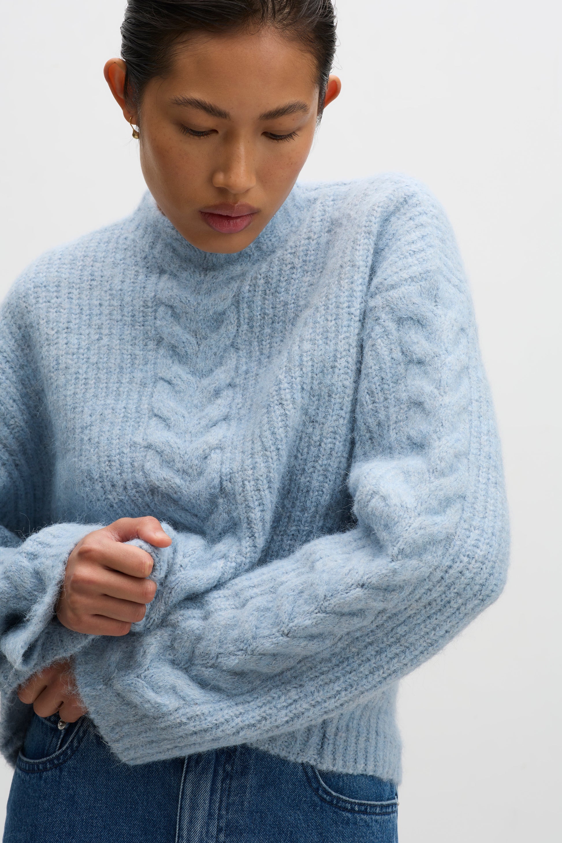 Paige Cable Knit Sky 