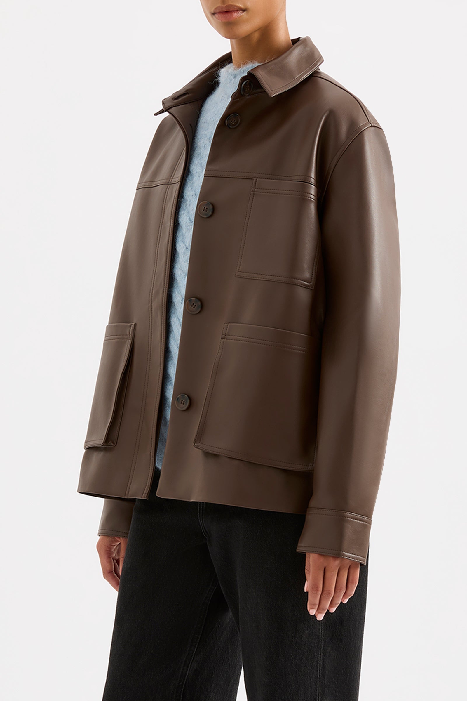 Telsey Faux Leather Jacket Chocolate 