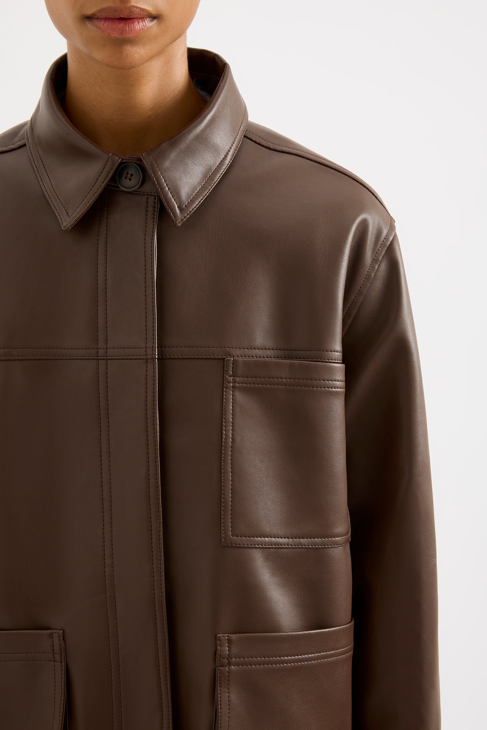 Telsey Faux Leather Jacket Chocolate 