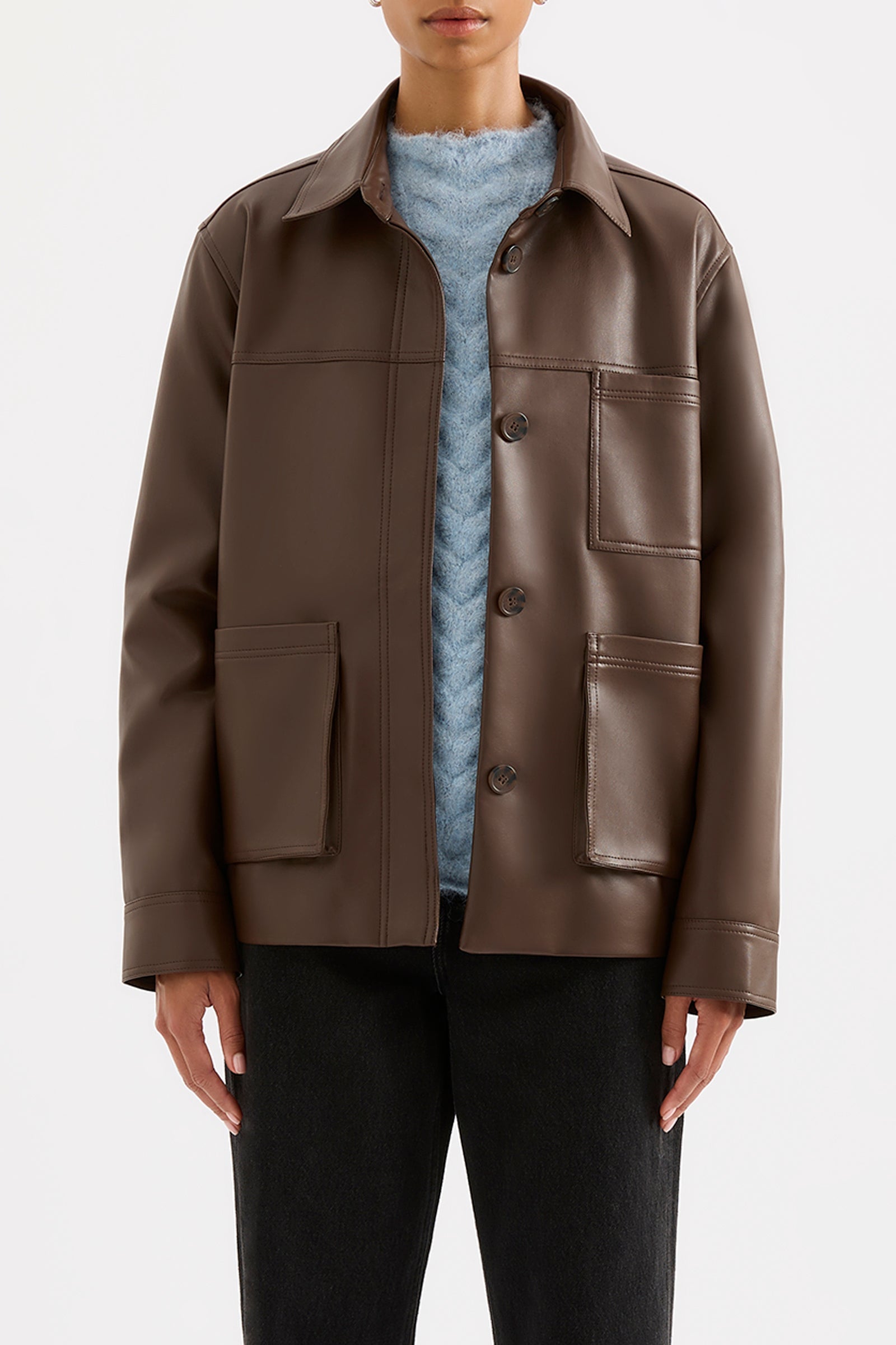 Telsey Faux Leather Jacket Chocolate 