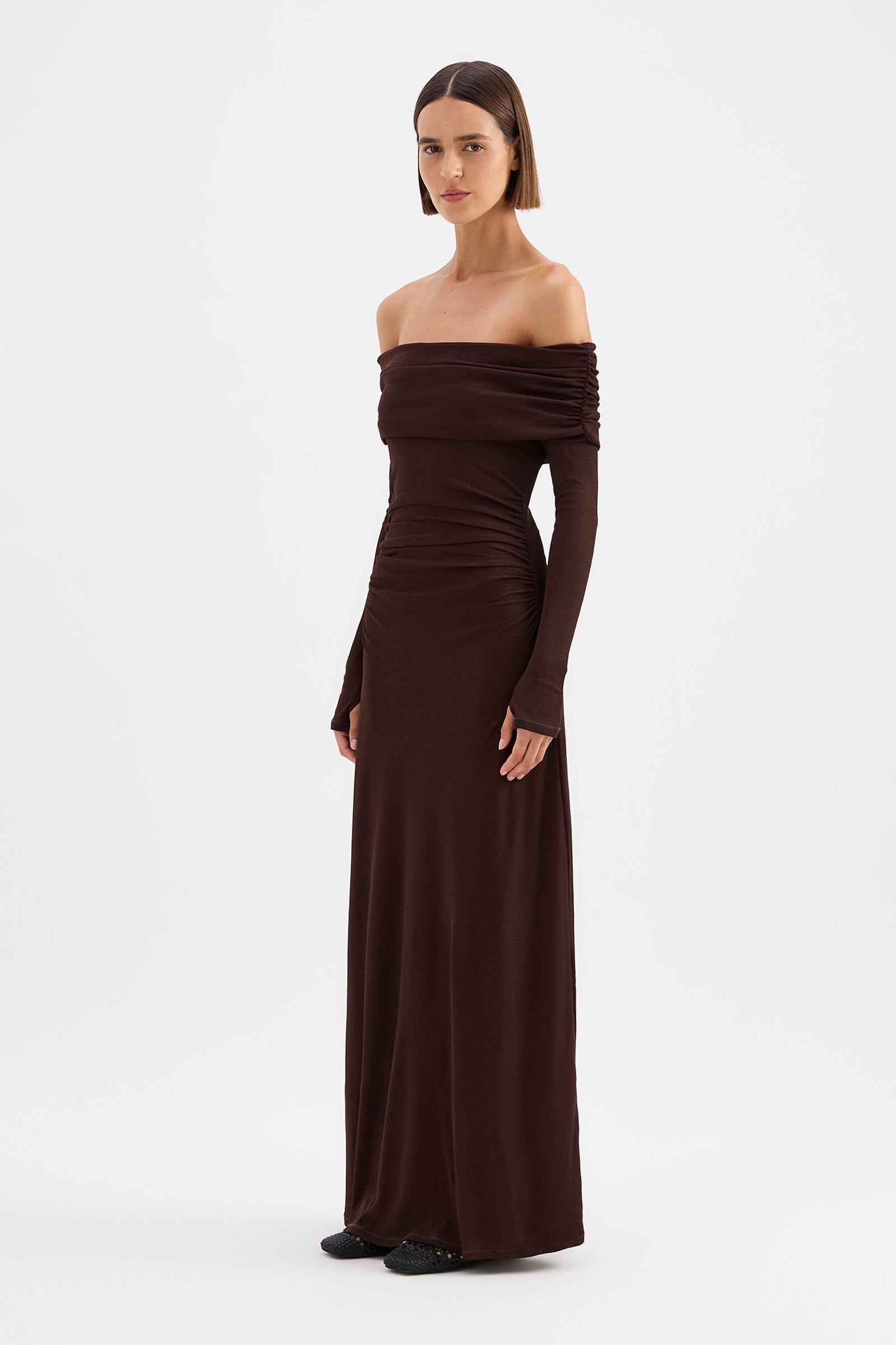 Rue Mesh Ls Dress Raisin 