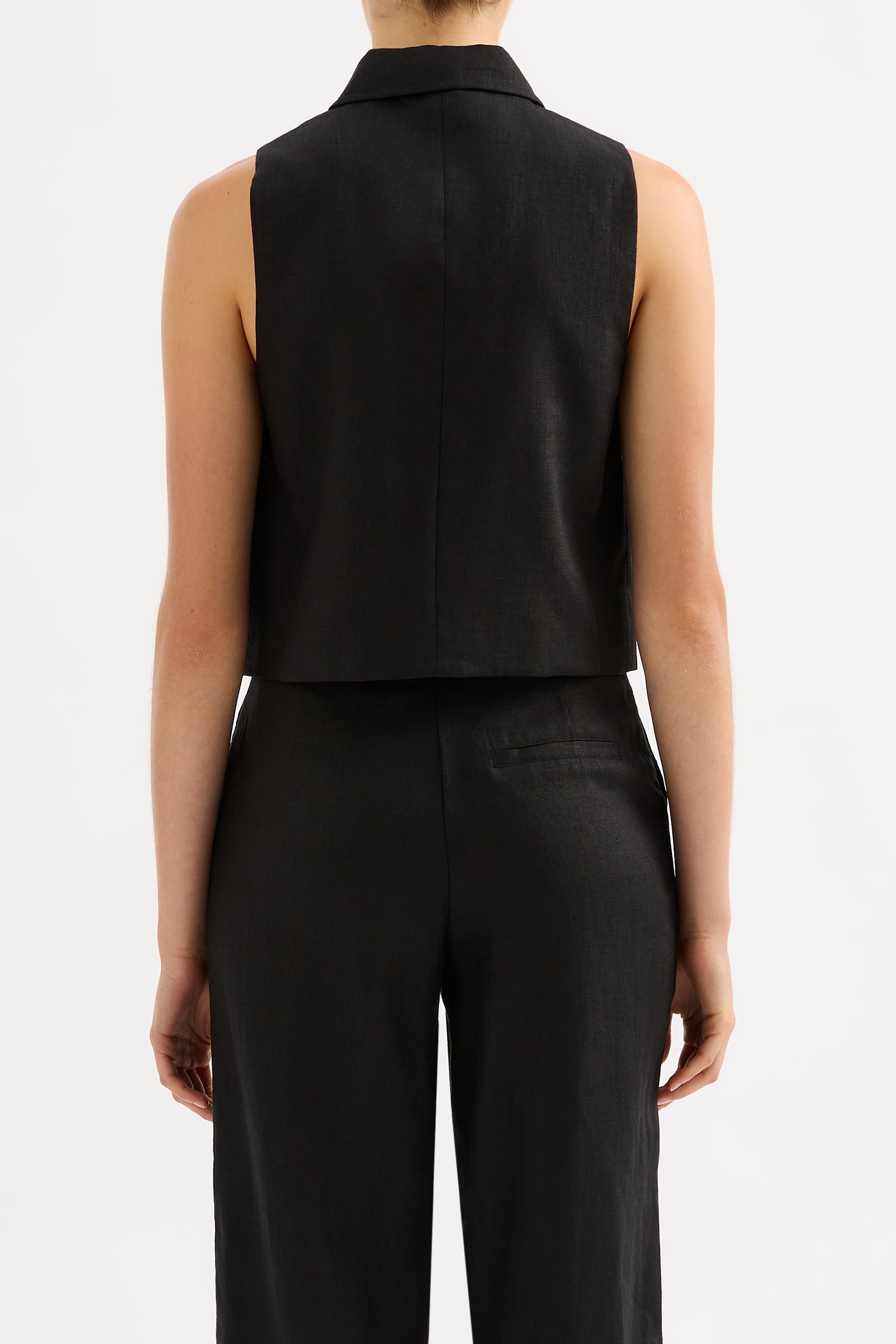 Dalia Linen Vest Black 