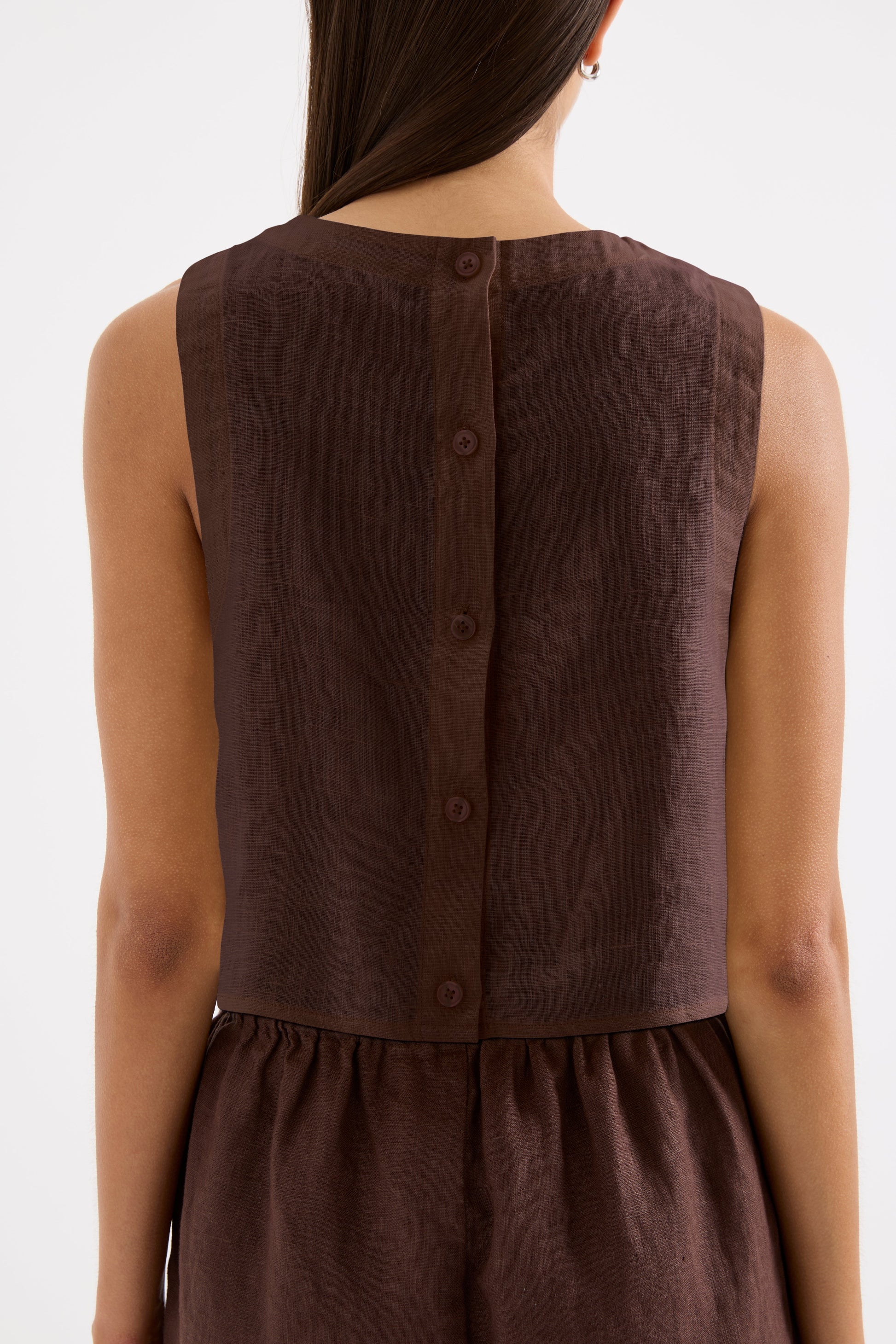 Sian Linen Top Chocolate 