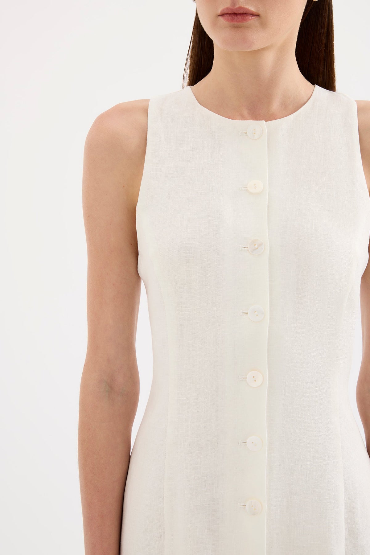 Mazi Linen Mini Dress White 