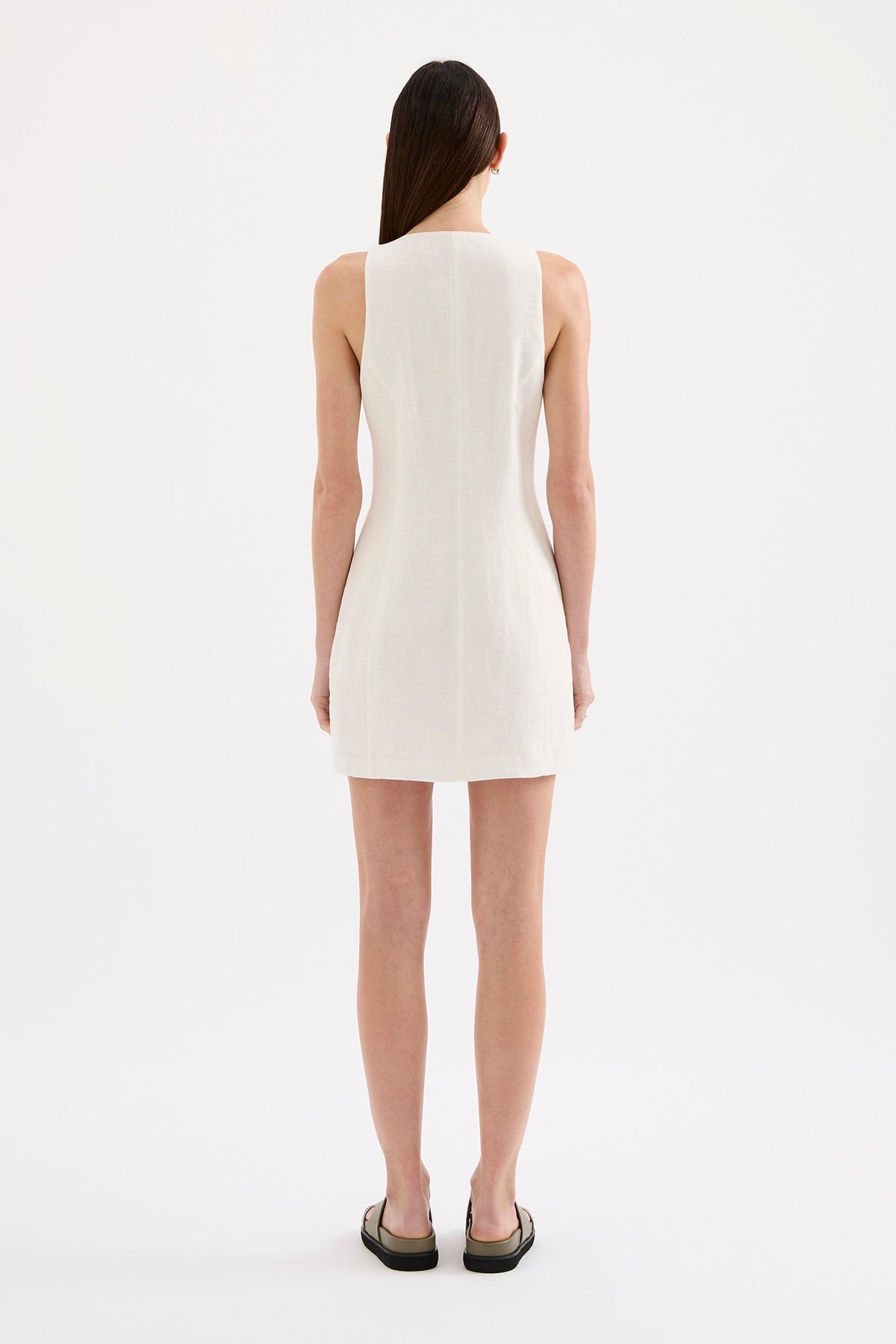 Mazi Linen Mini Dress White 