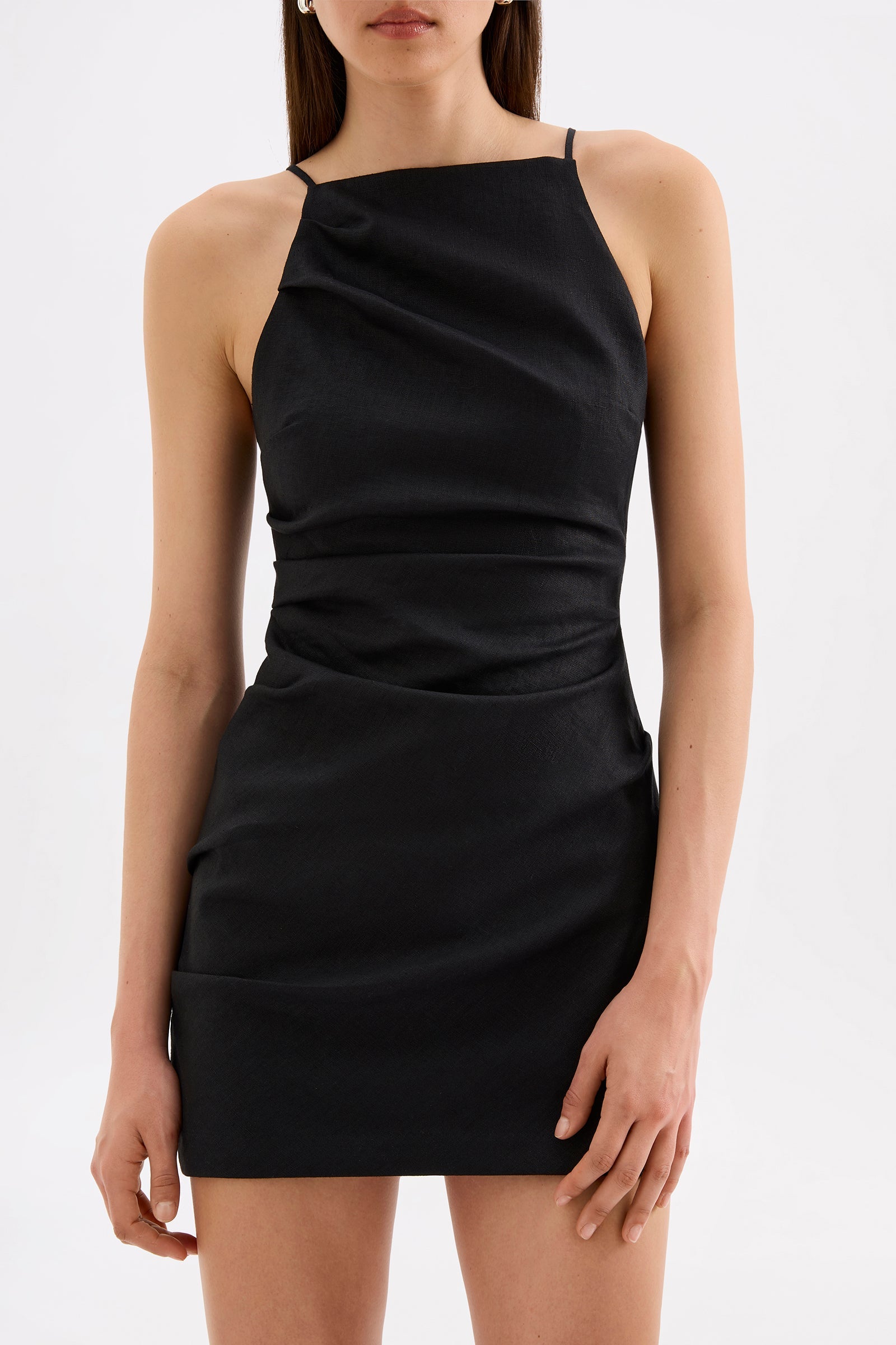 Talitha Linen Mini Dress Black 