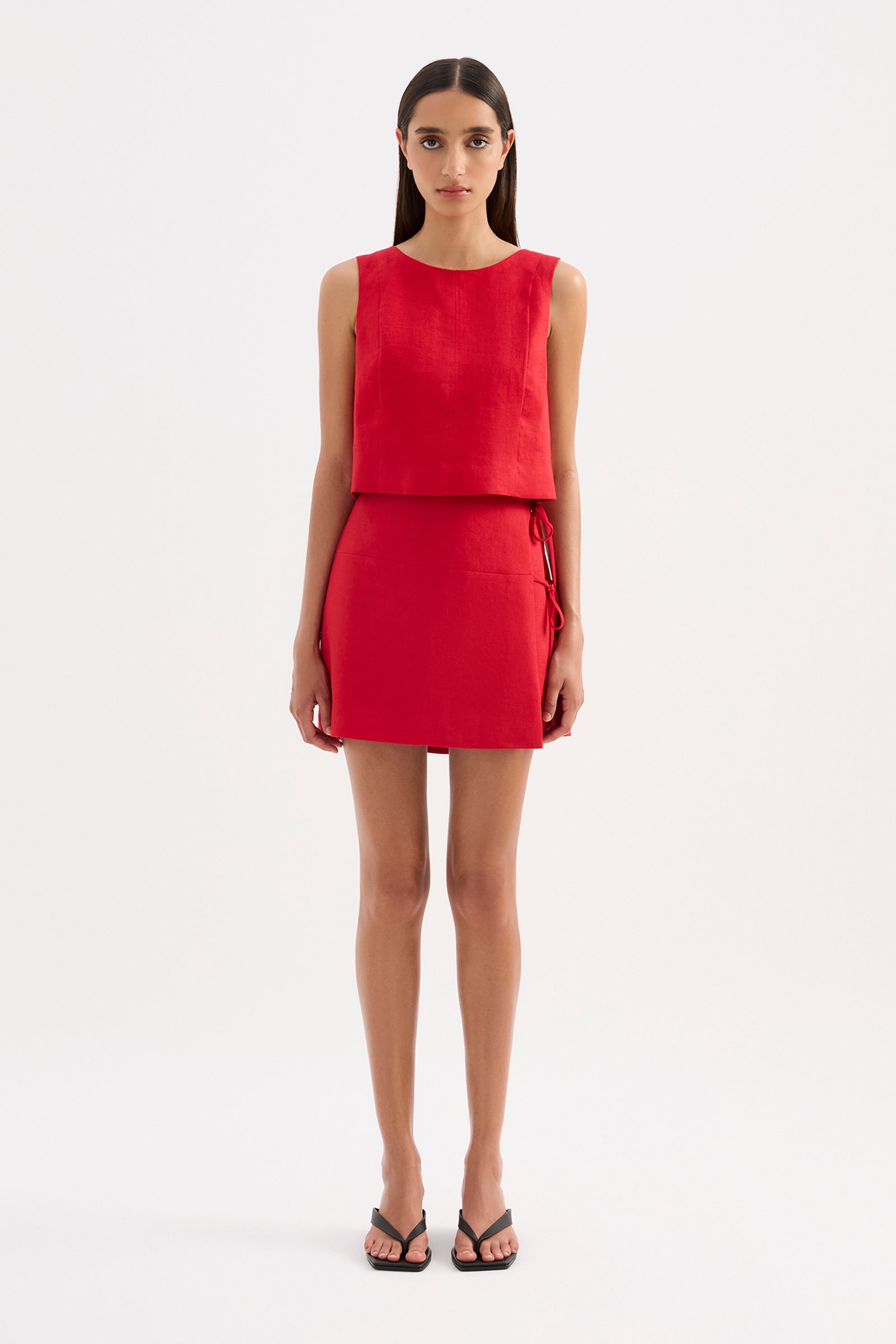 Lotta Linen Mini Skirt Vermillion 