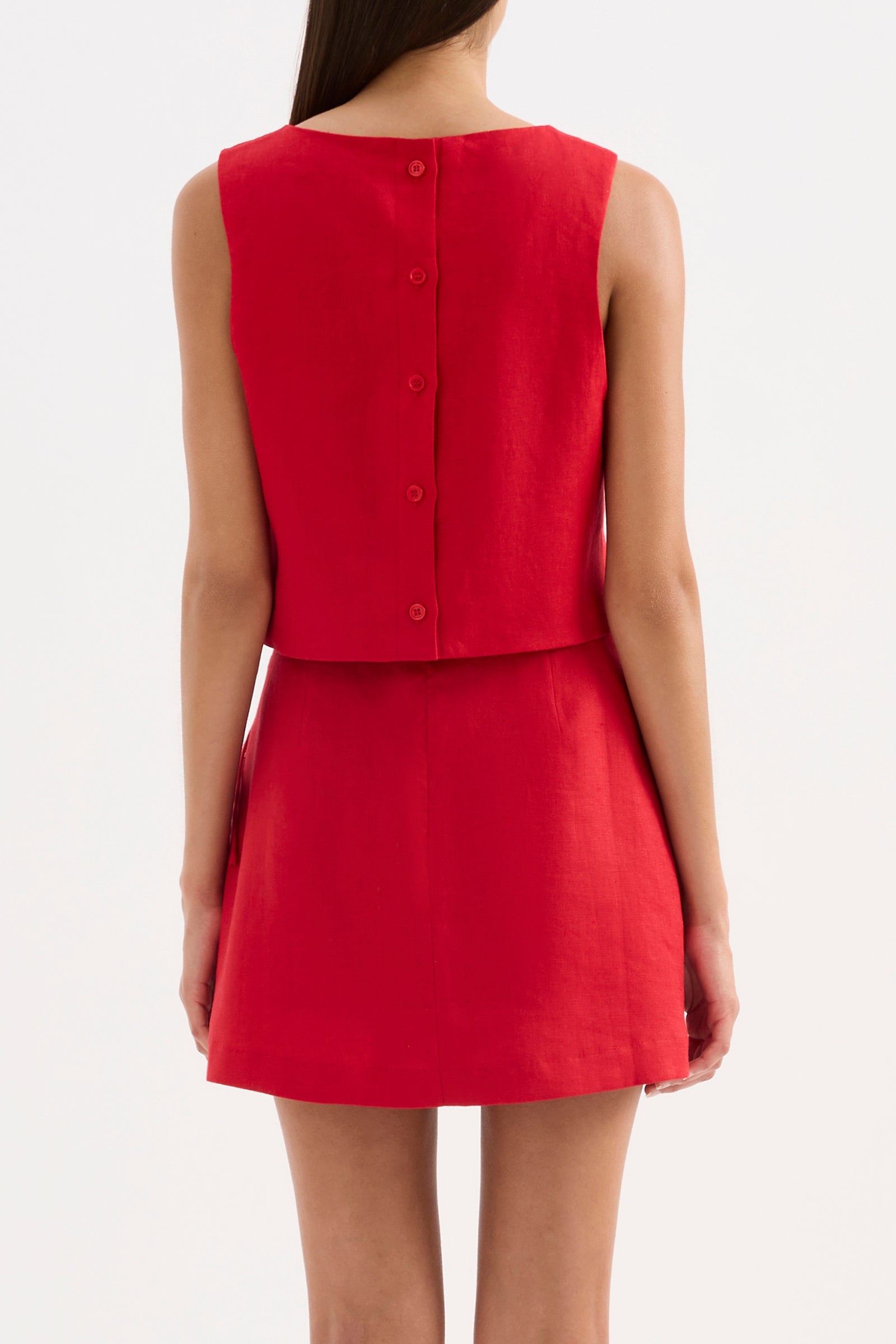 Marli Linen Top Vermillion 