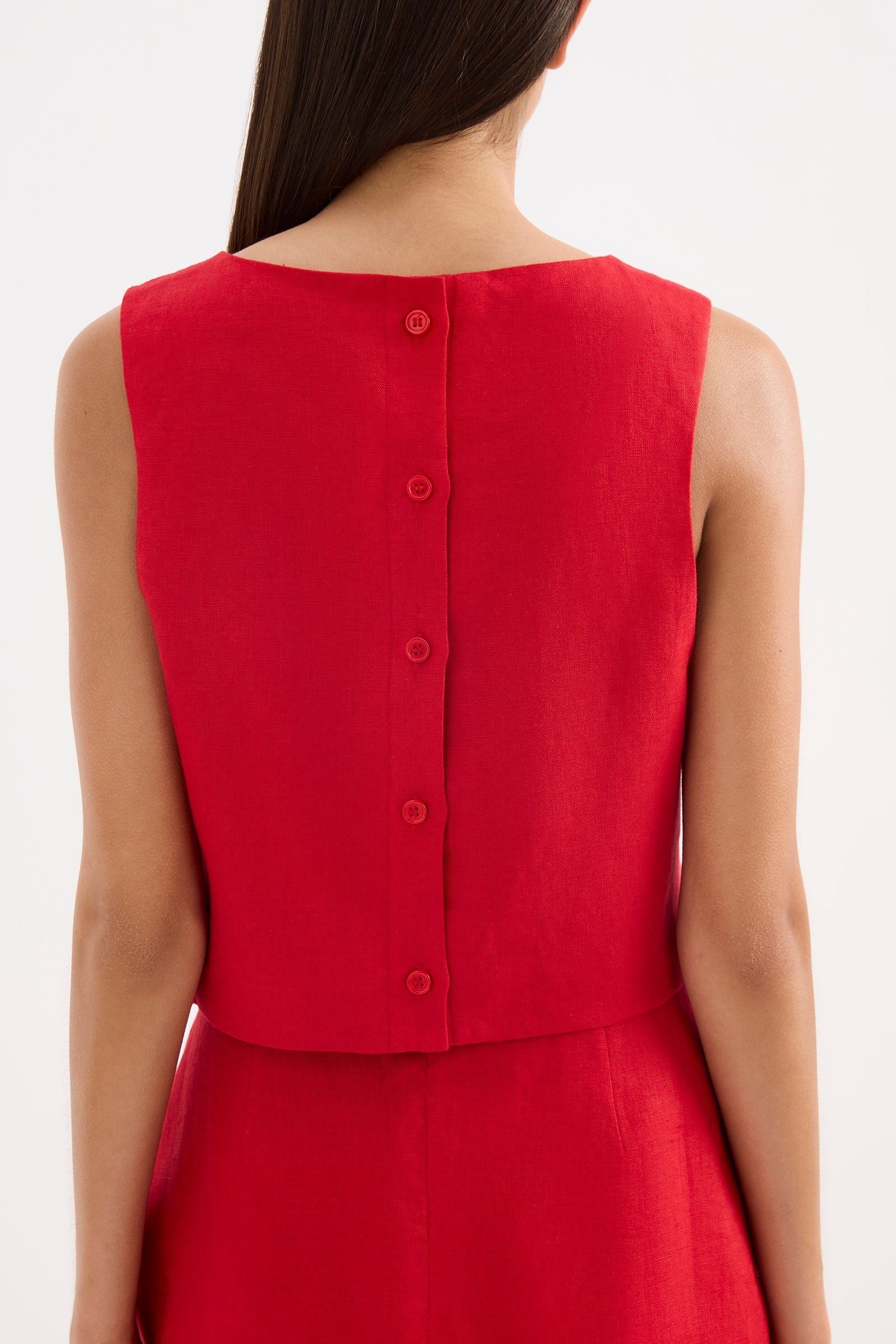 Marli Linen Top Vermillion 