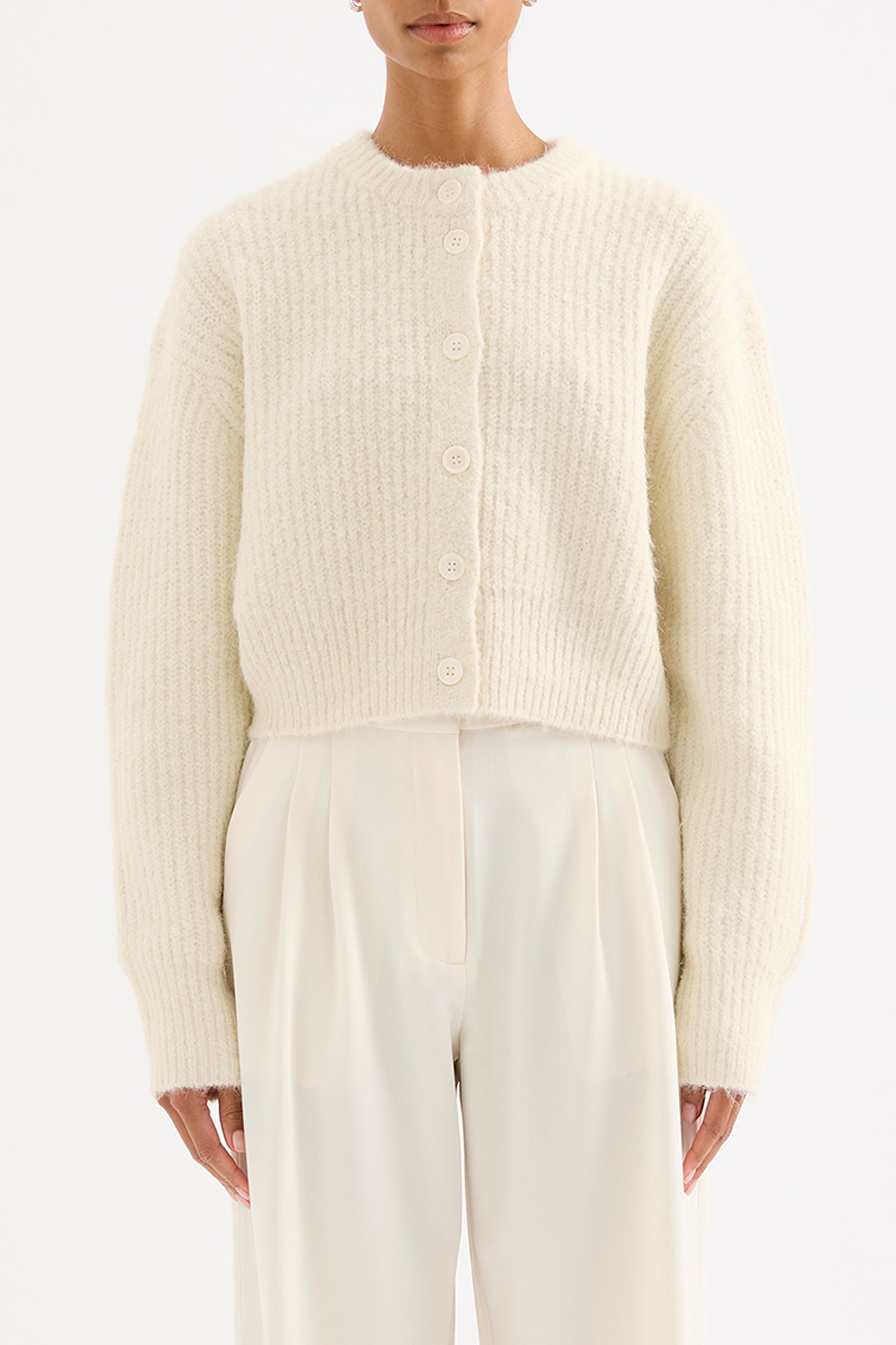 Nixon Cropped Cardigan Ivory 