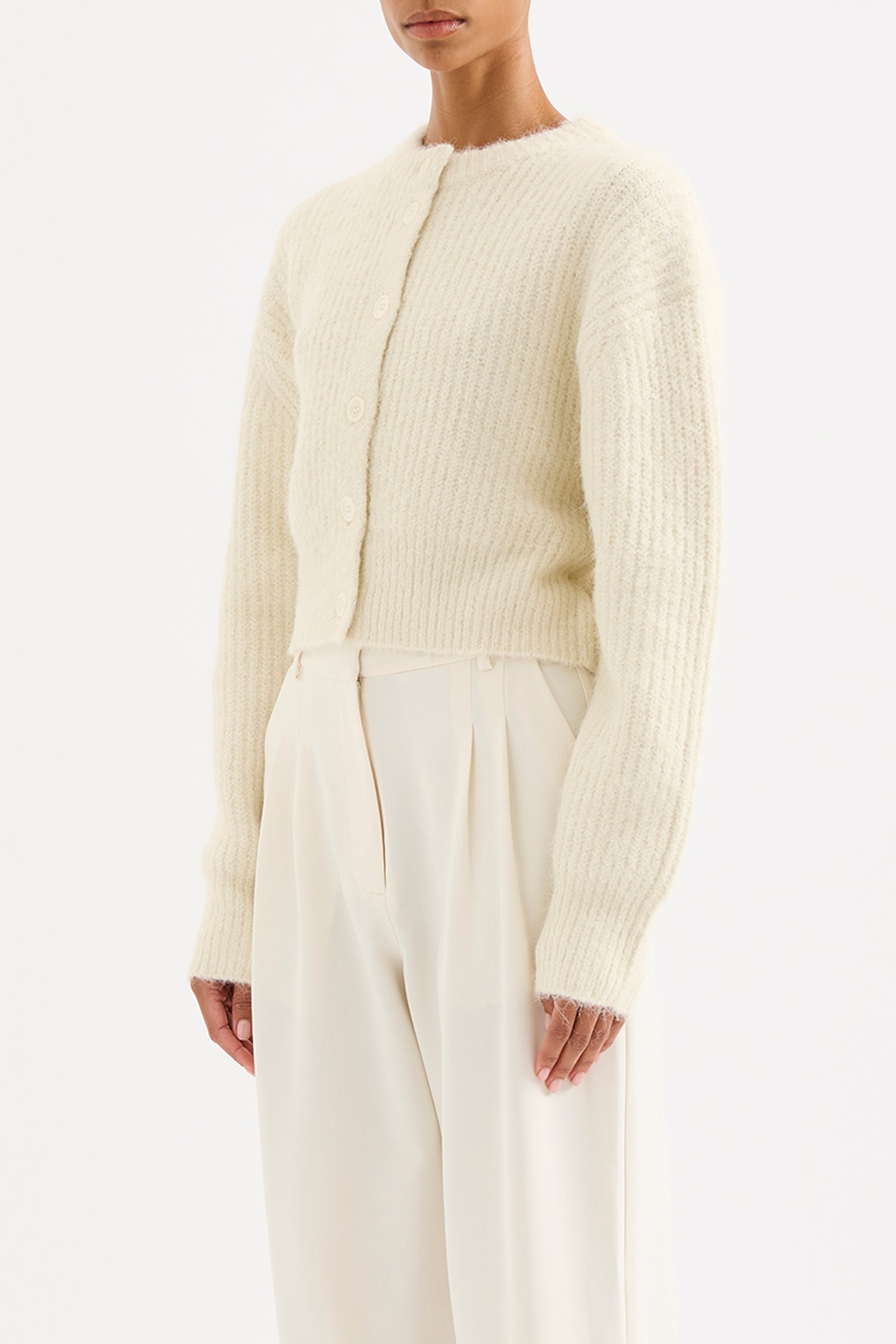 Nixon Cropped Cardigan Ivory 