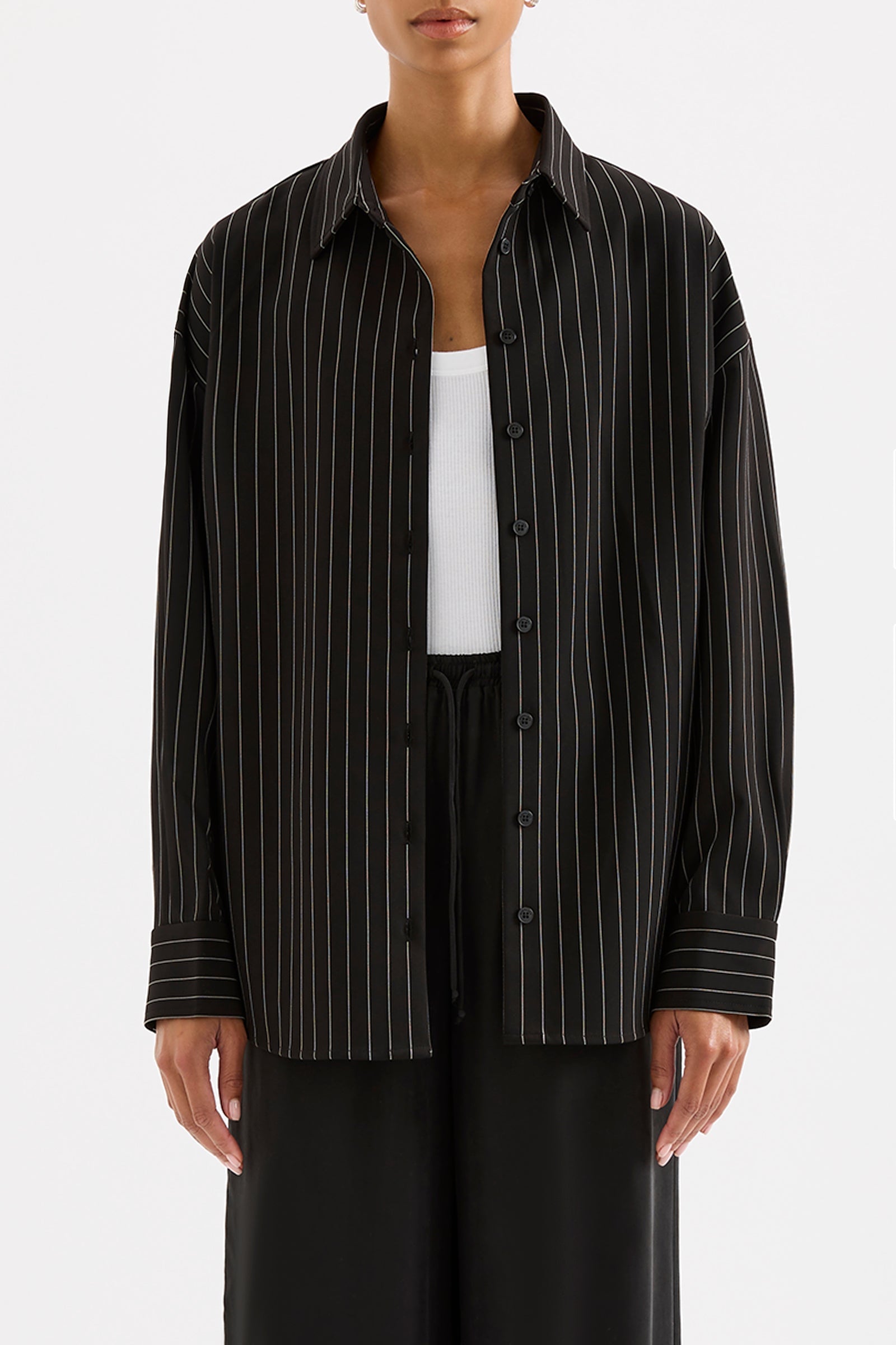 Maeve Pinstripe Shirt Black Pinstripe 
