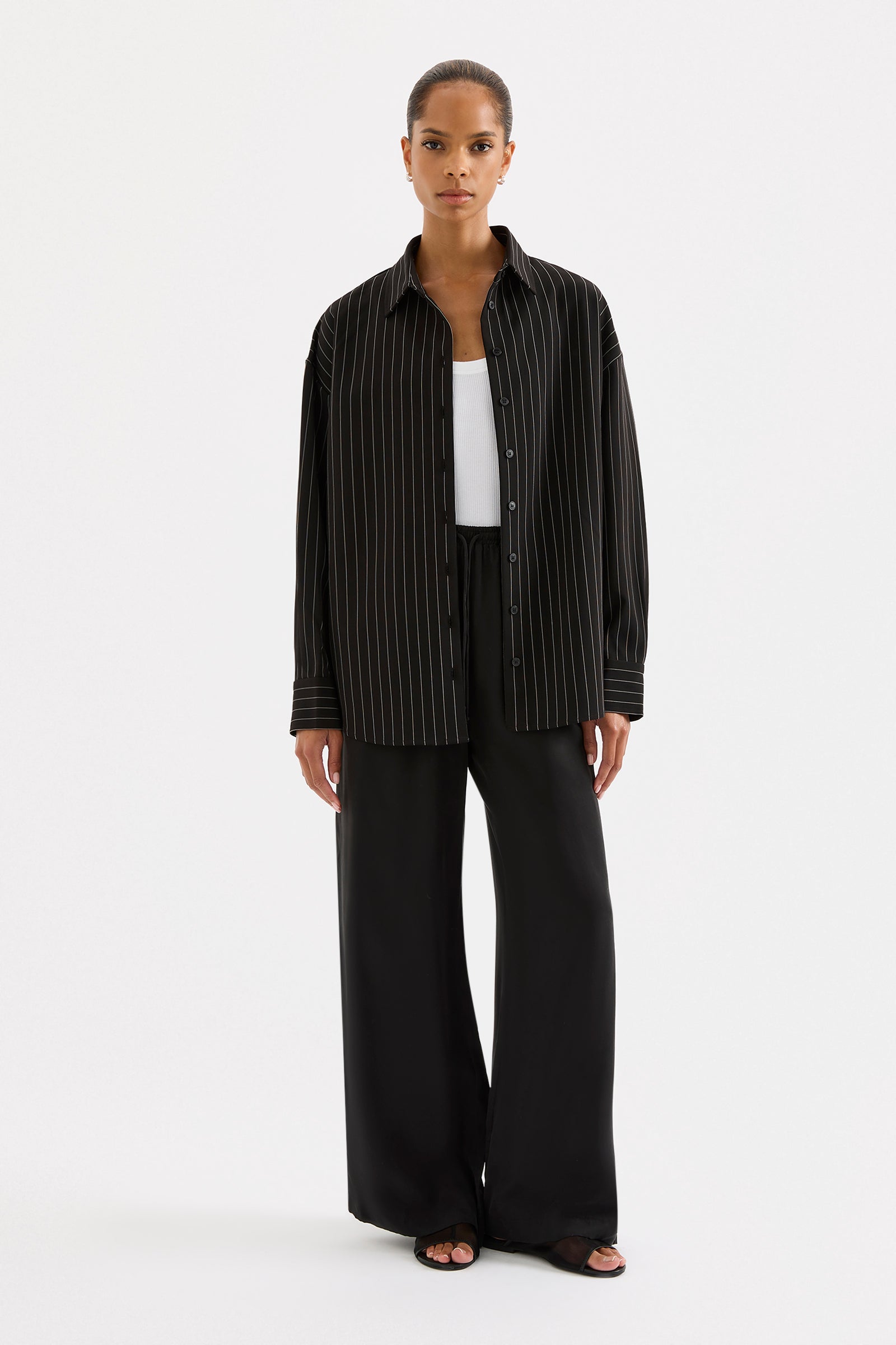 Maeve Pinstripe Shirt Black Pinstripe 