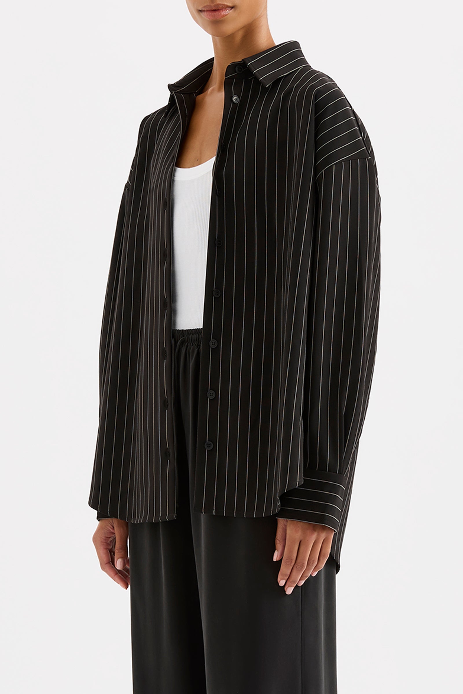 Maeve Pinstripe Shirt Black Pinstripe 