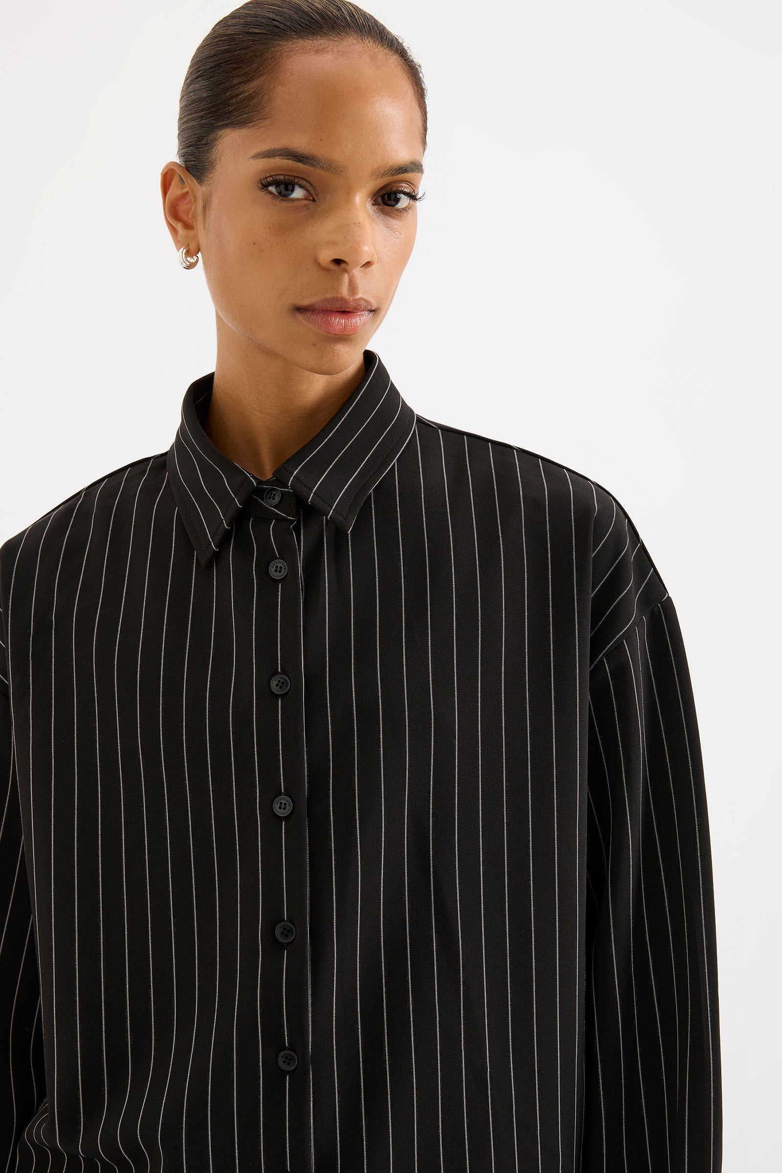 Maeve Pinstripe Shirt Black Pinstripe 