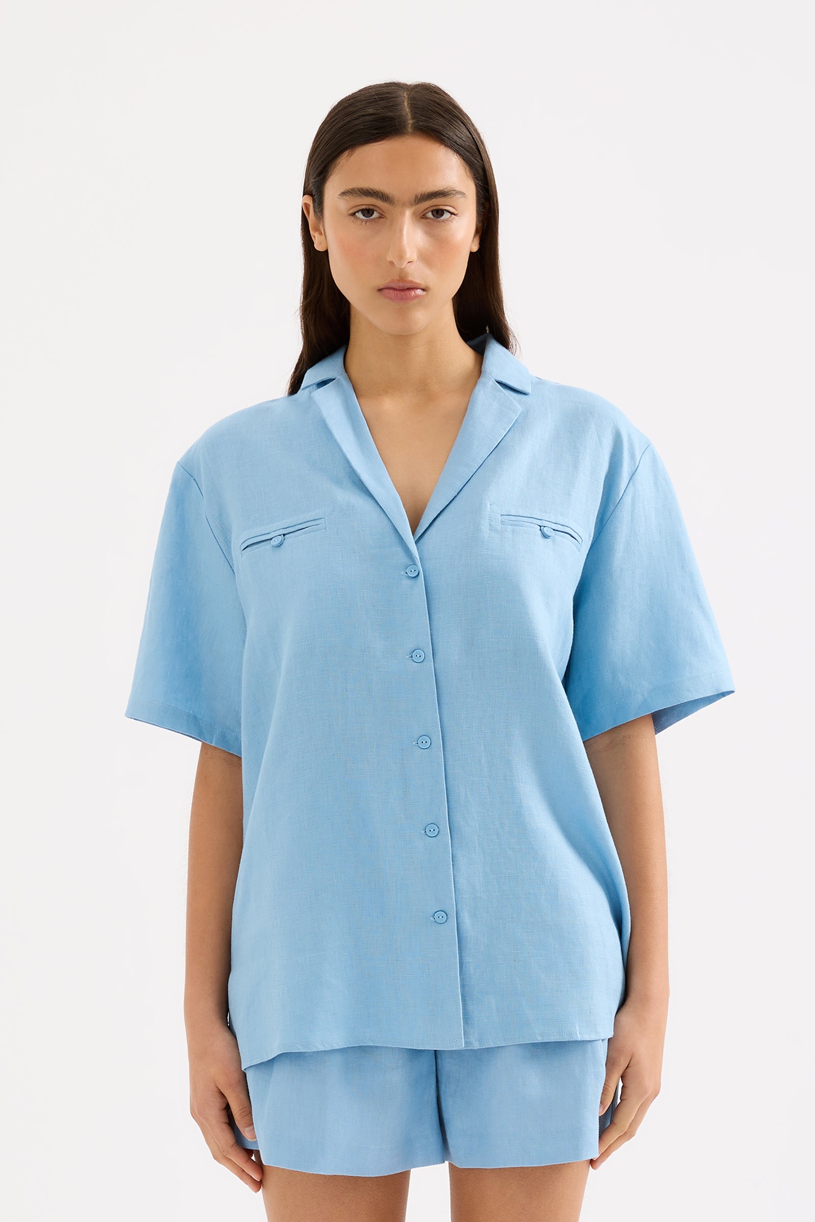 Thilda Linen Shirt Sky 