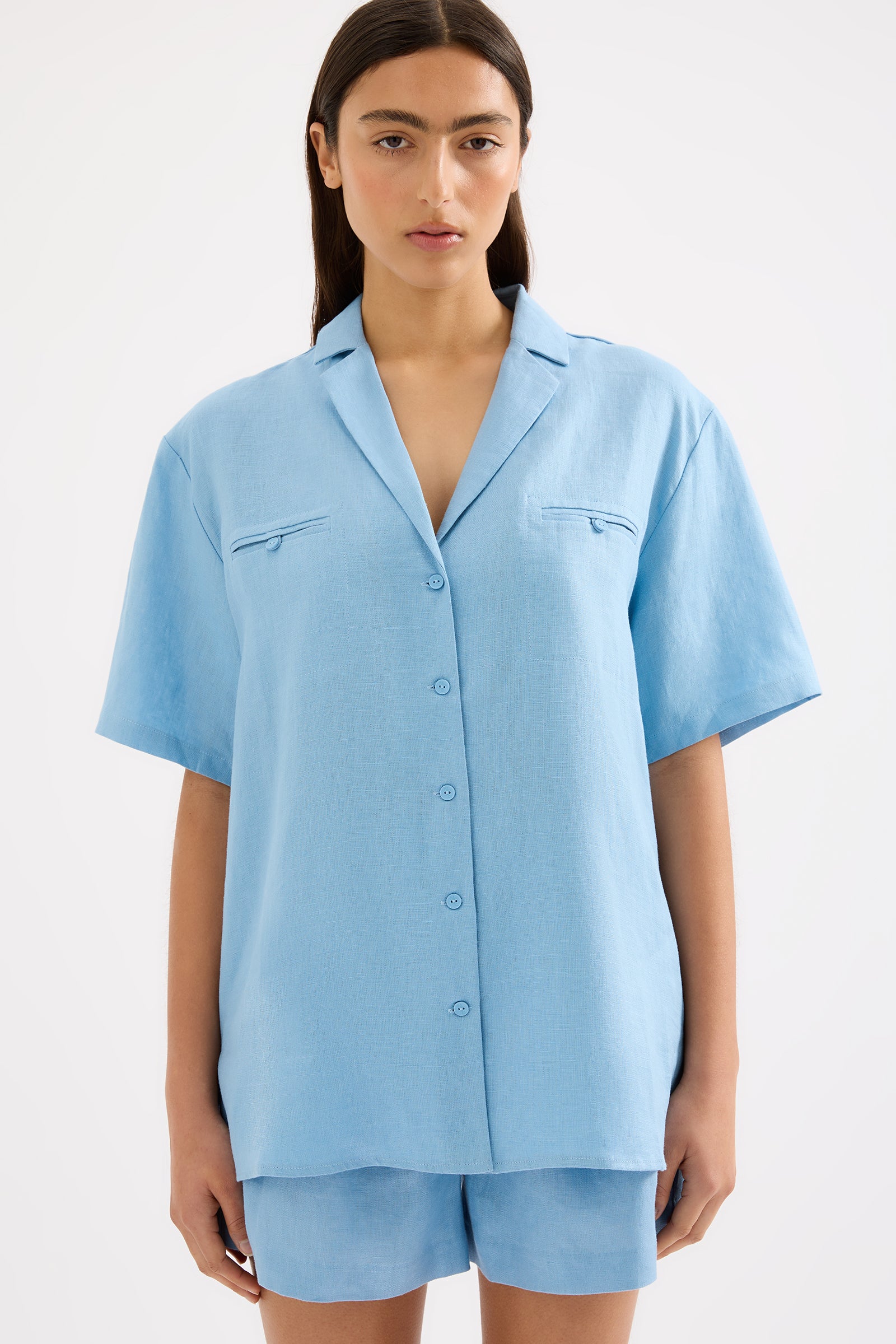 Thilda Linen Shirt Sky 