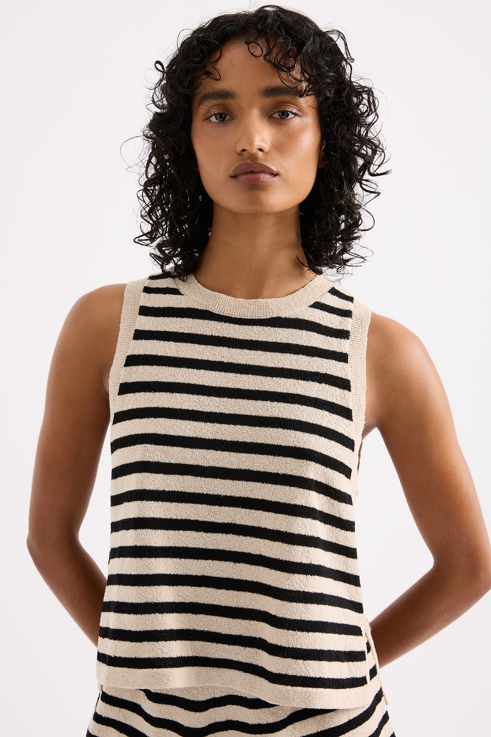 Kayda Knit Tank Black Stripe 