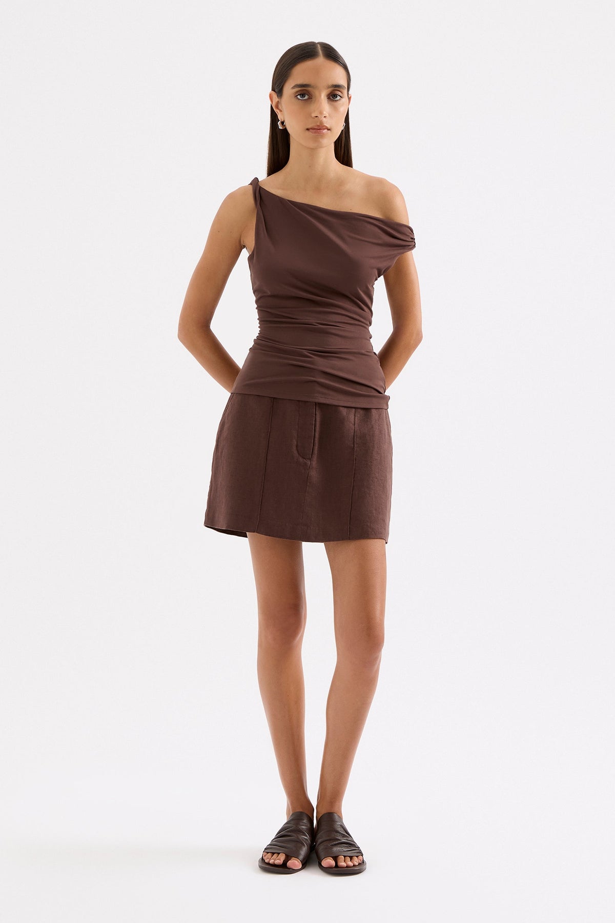 Theo Linen Skirt Chocolate 