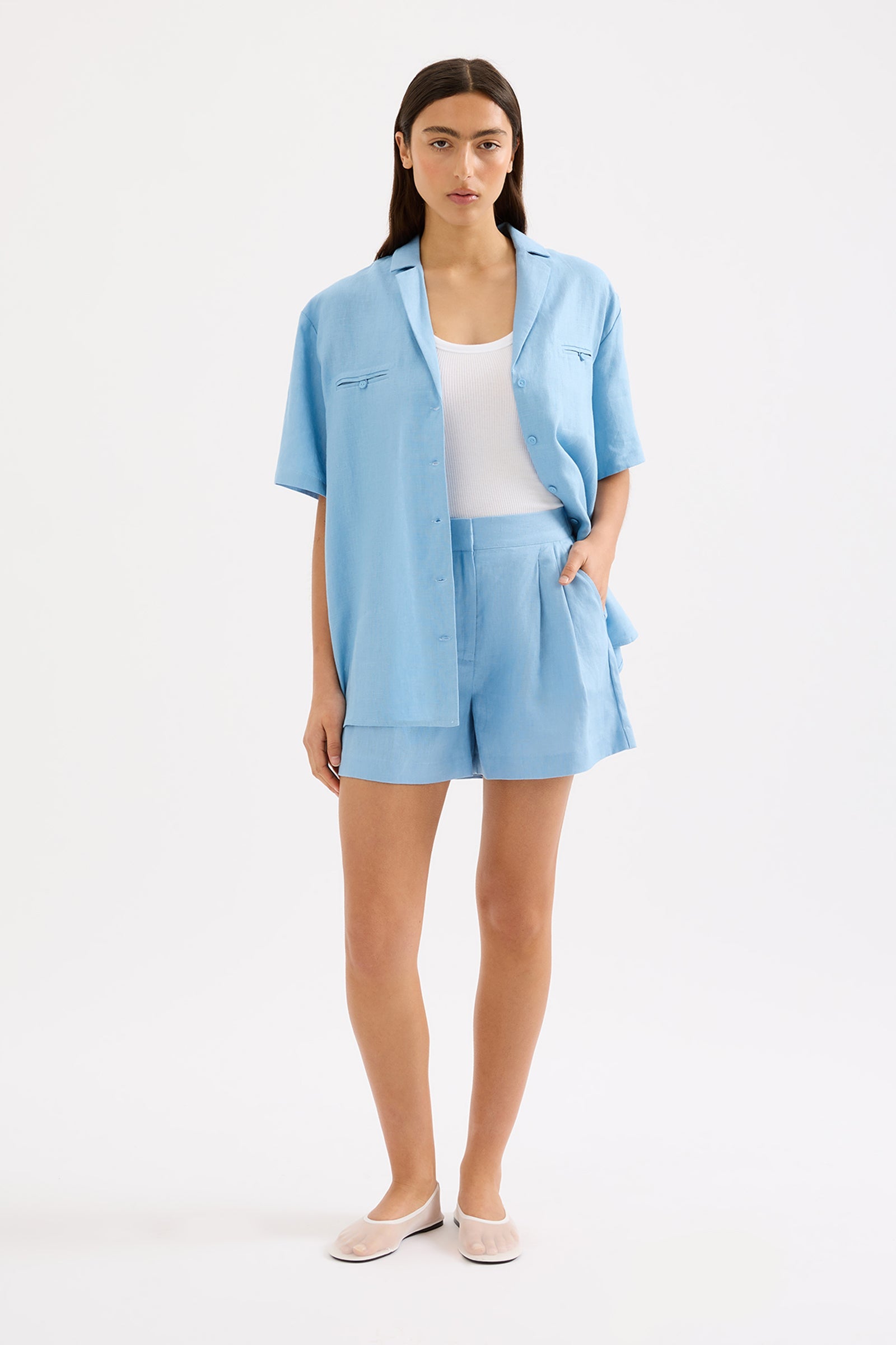 Thilda Linen Shirt Sky 