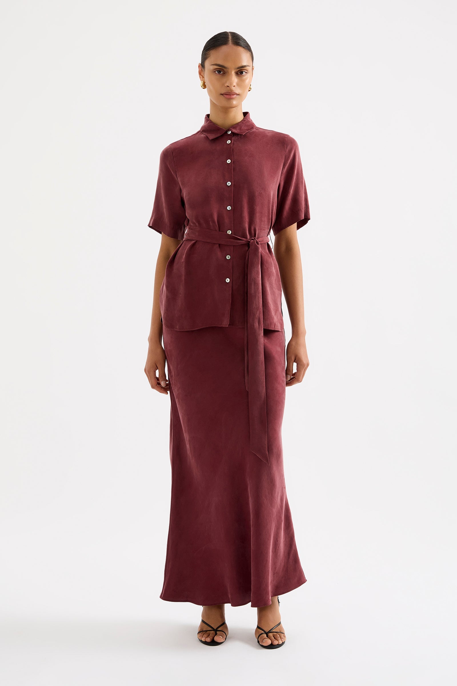 Devin Tencel Maxi Skirt Plum 