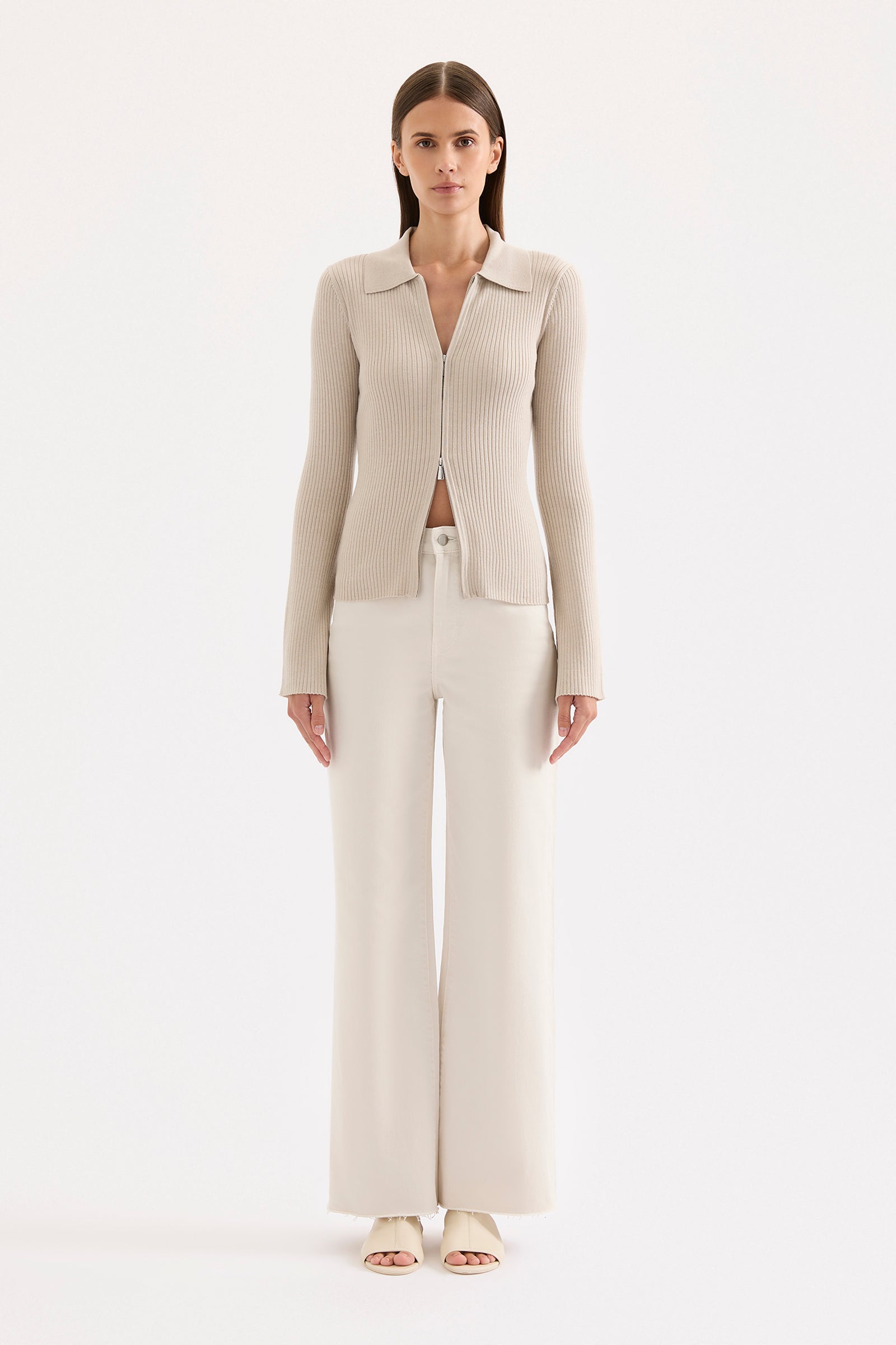 Betina Zip Front Knit Mink 