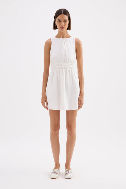 Andri Linen Mini Dress White 