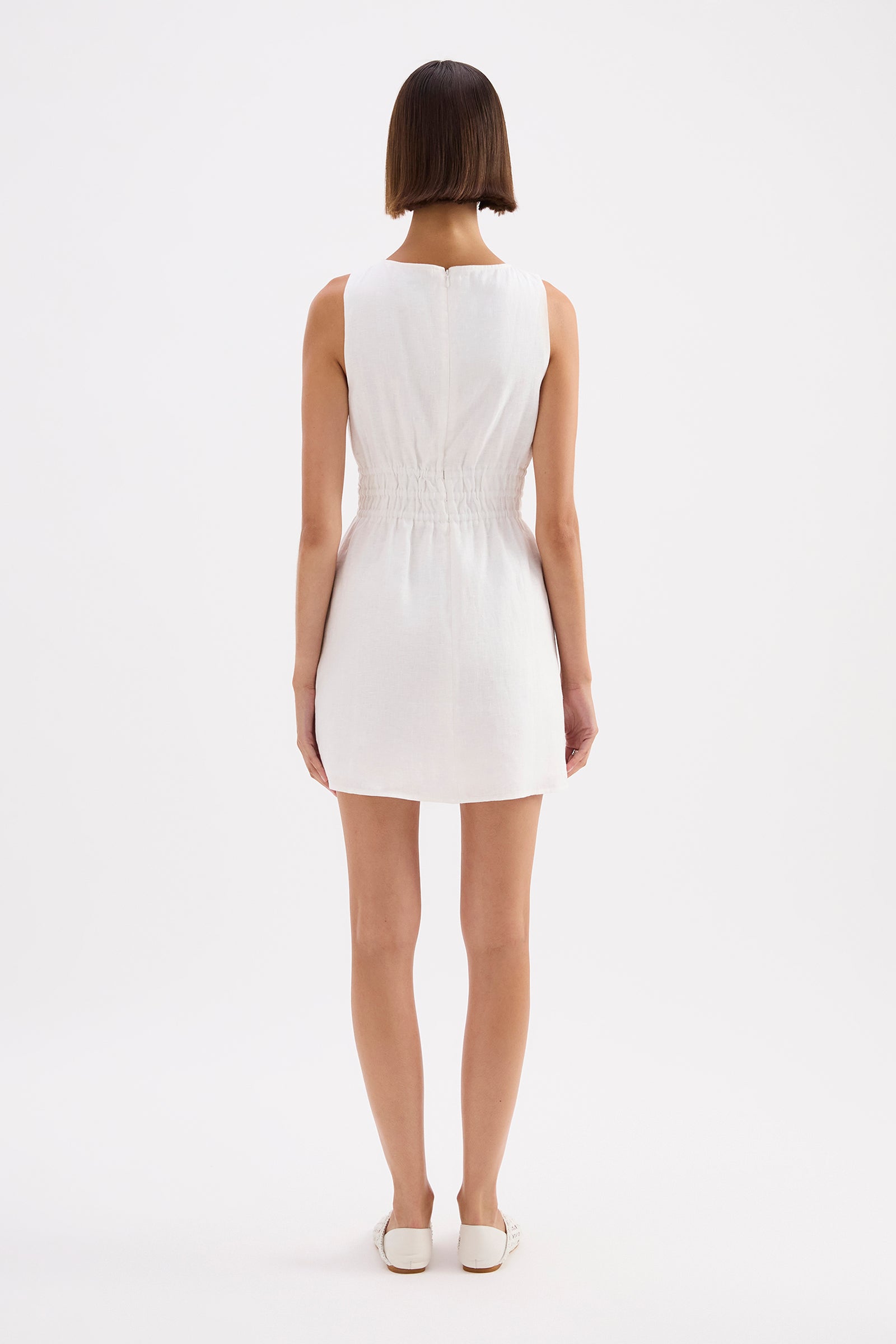 Andri Linen Mini Dress White 