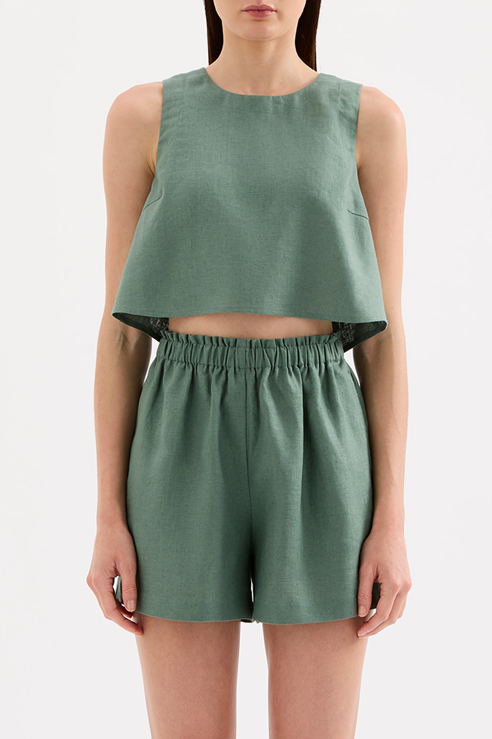 Sian Linen Top Emerald 