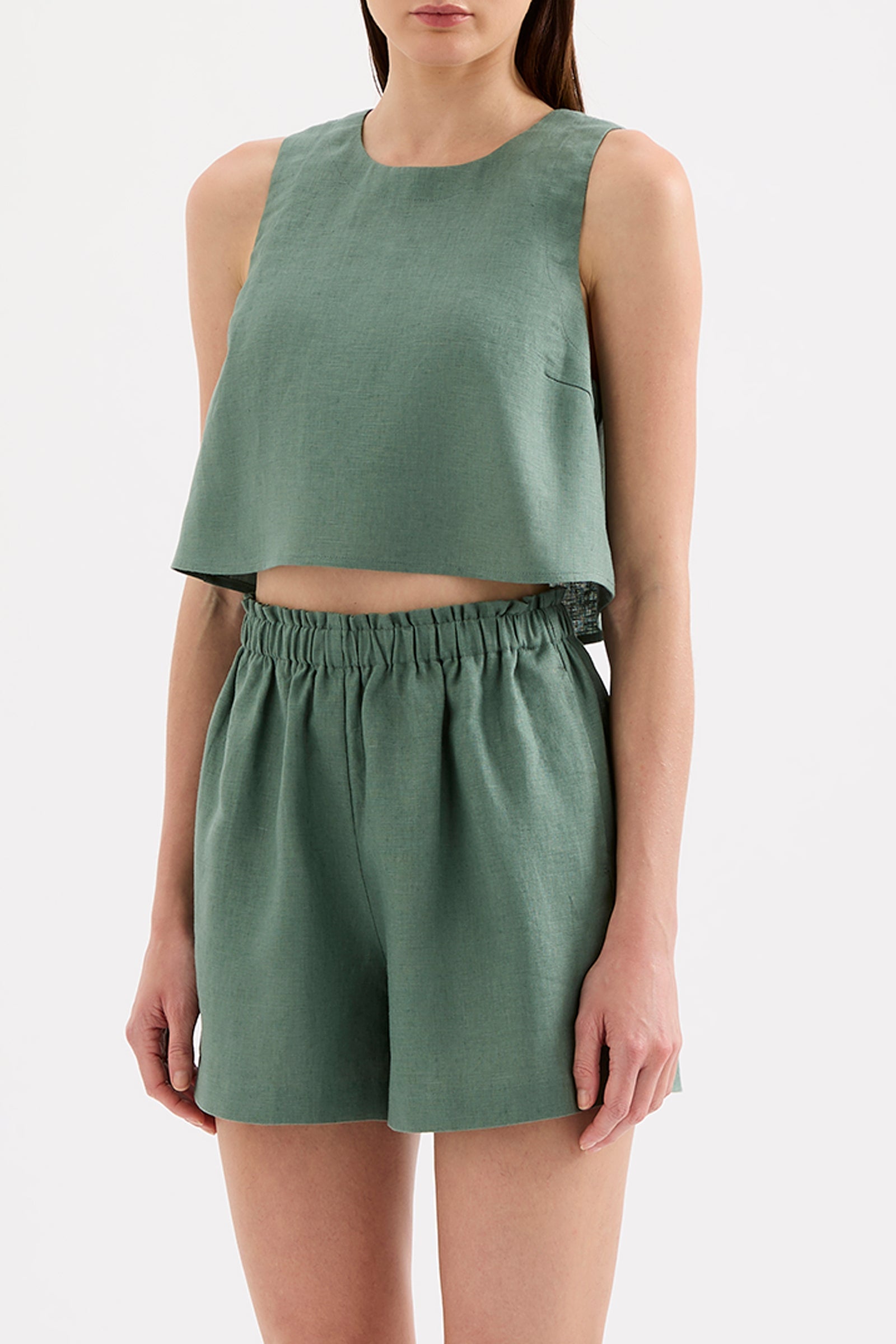 Sian Linen Top Emerald 