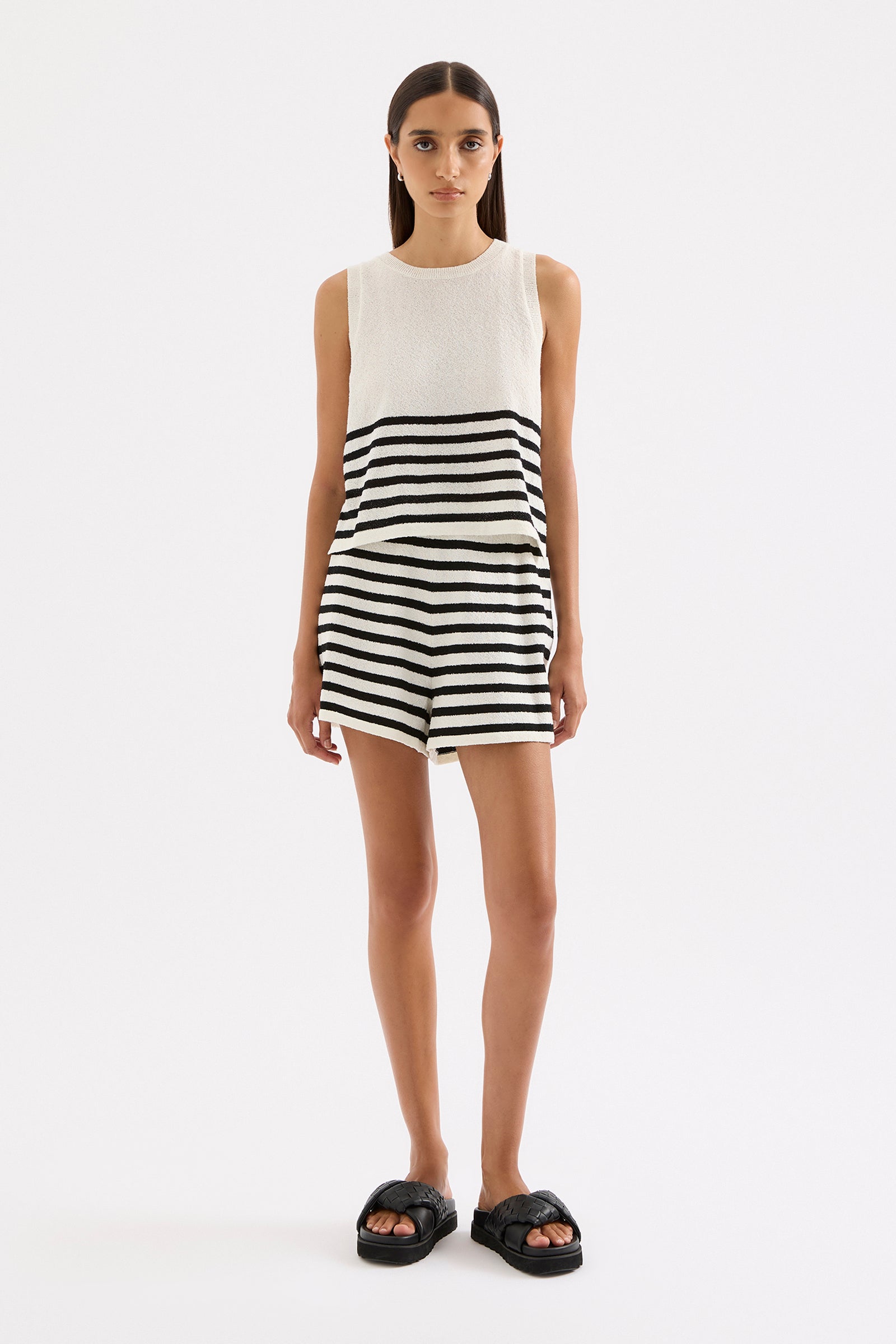 Marika Knit Short Black Stripe 